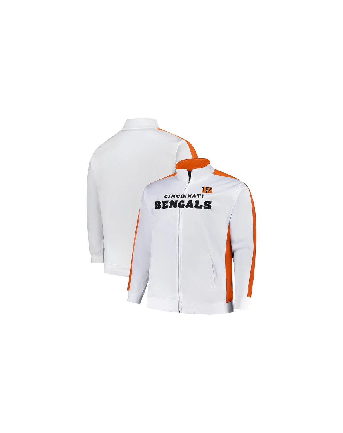 Men's White Cincinnati Bengals Big Tall Tricot Full-Zip Track Jacket