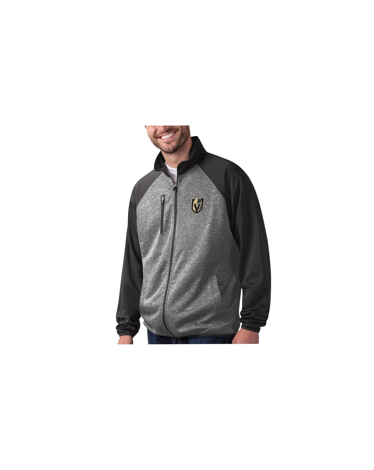 Men's Black Vegas Golden Knights Runners Raglan Full-Zip Track Jacket