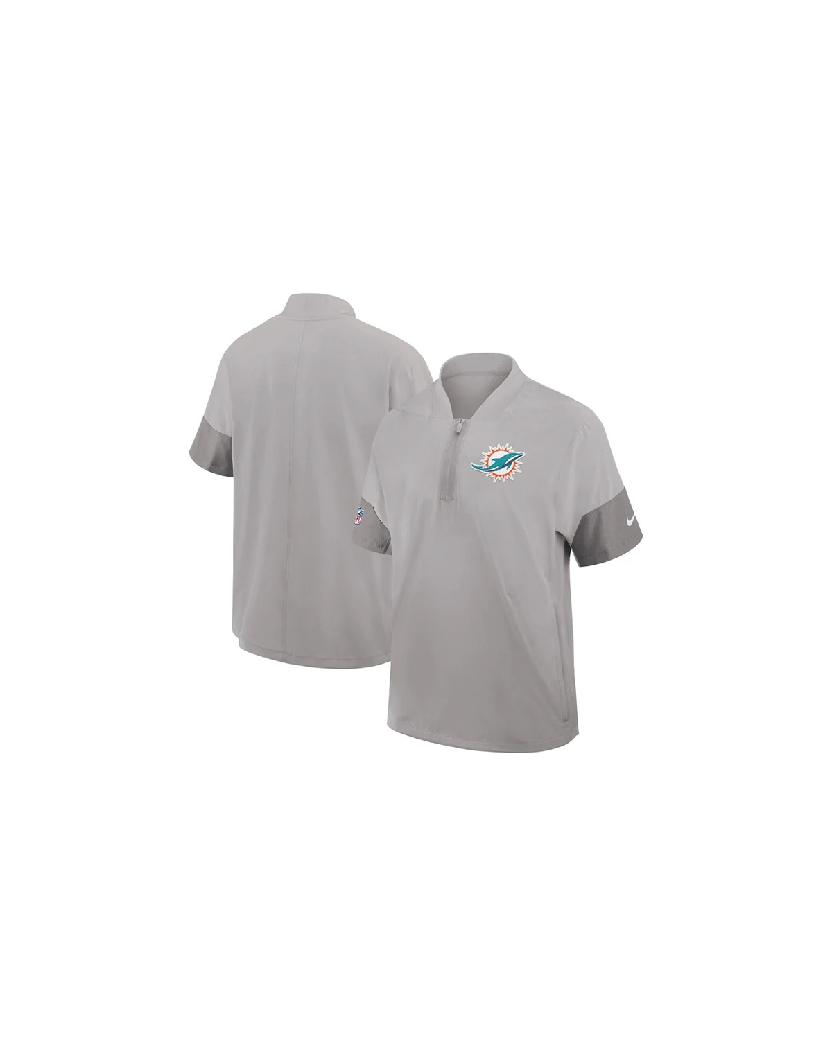 Men's Gray Miami Dolphins Sideline Short Sleeve Quarter-Zip Performance Coach Jacket