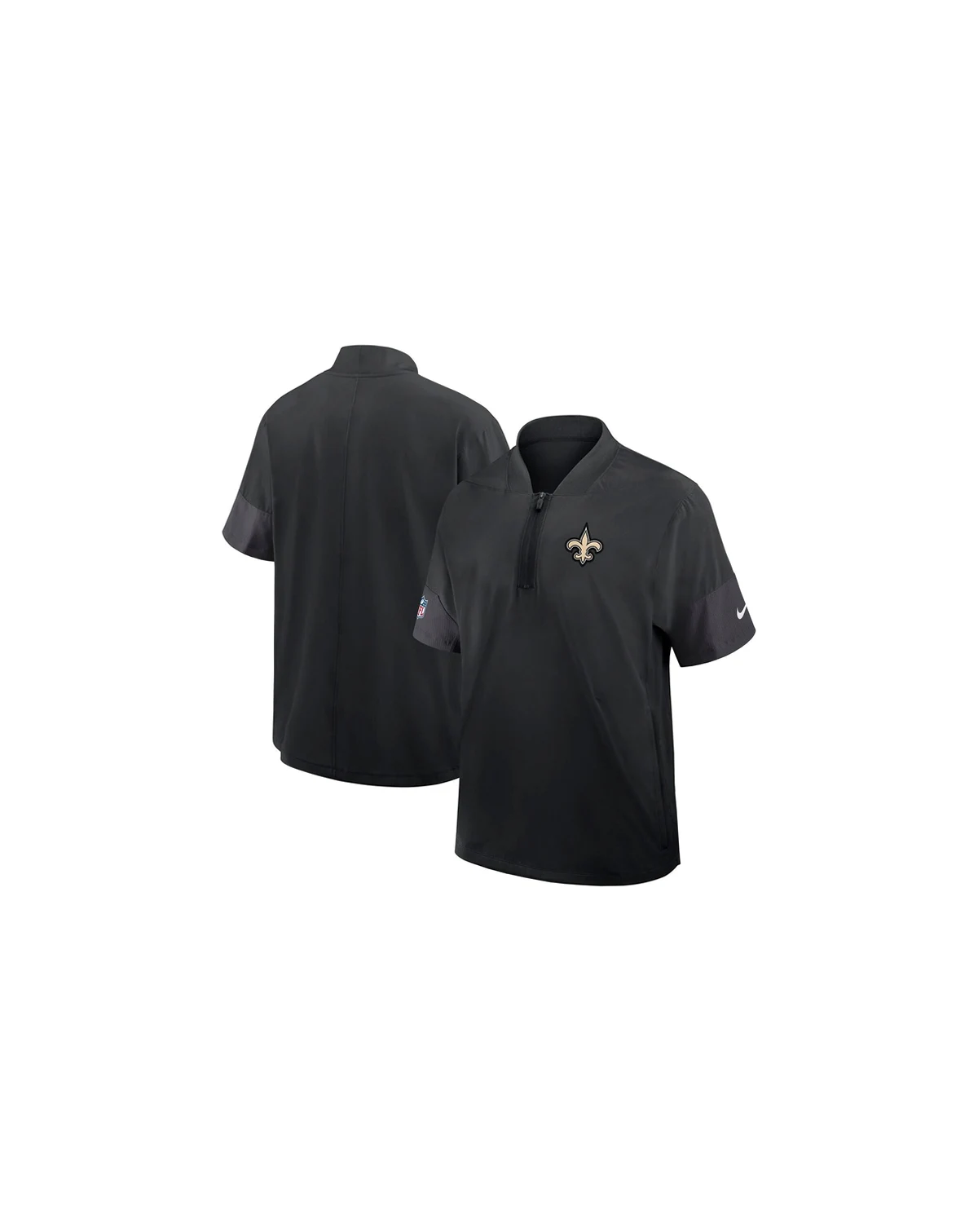 Men's Black New Orleans Saints Sideline Short Sleeve Quarter-Zip Performance Coach Jacket