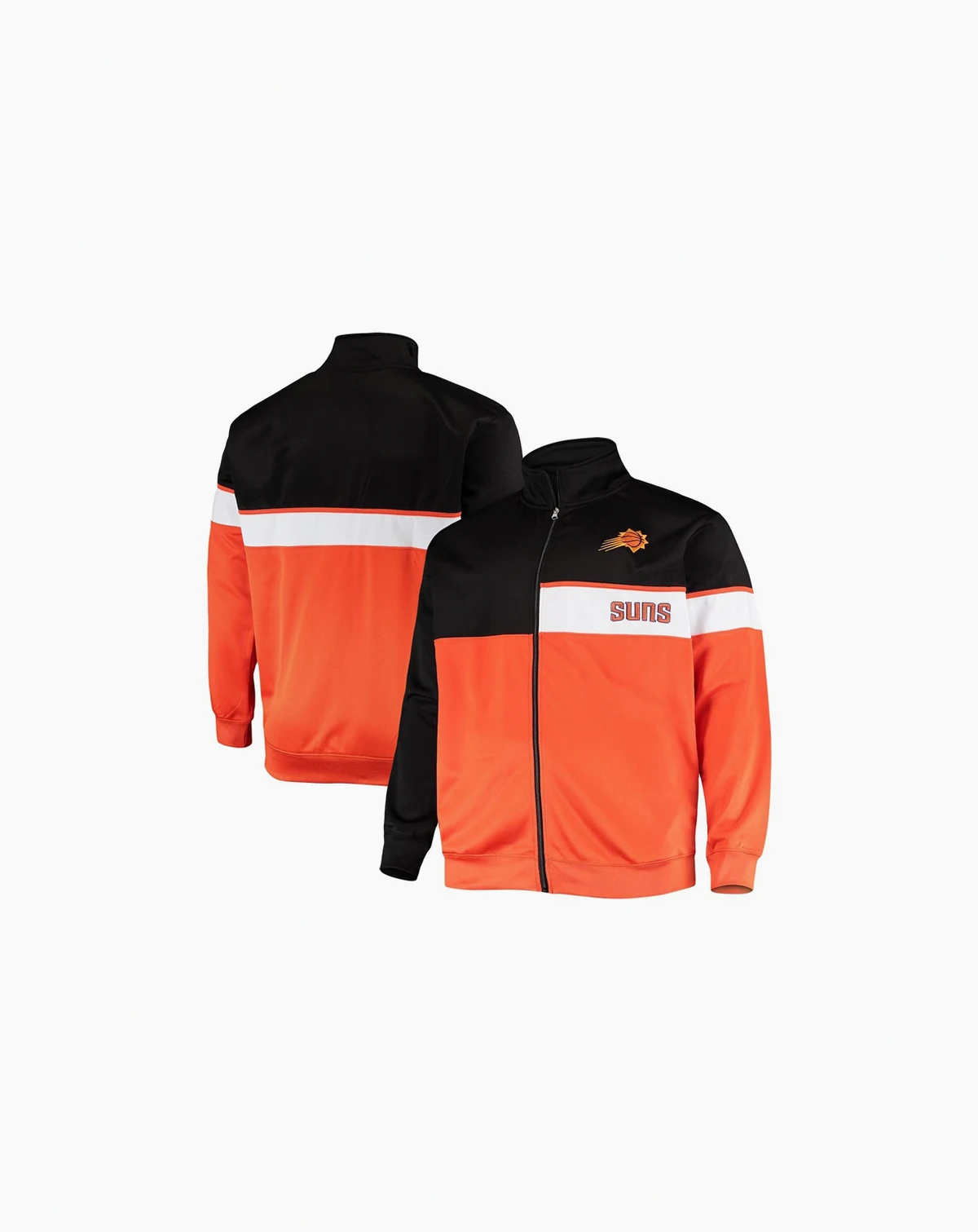 Men's Black, Orange Phoenix Suns Big and Tall Pieced Body Full-Zip Track Jacket