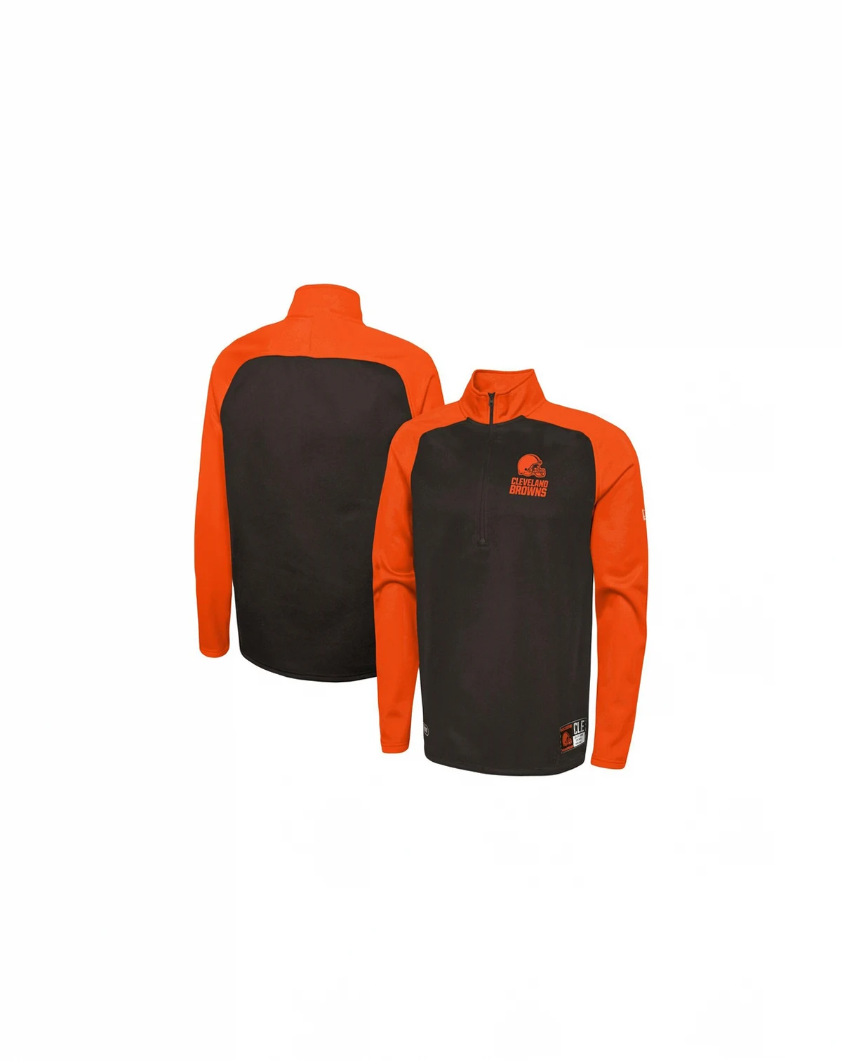 Men's Brown Cleveland Browns Combine Authentic O-Line Raglan Half-Zip Jacket