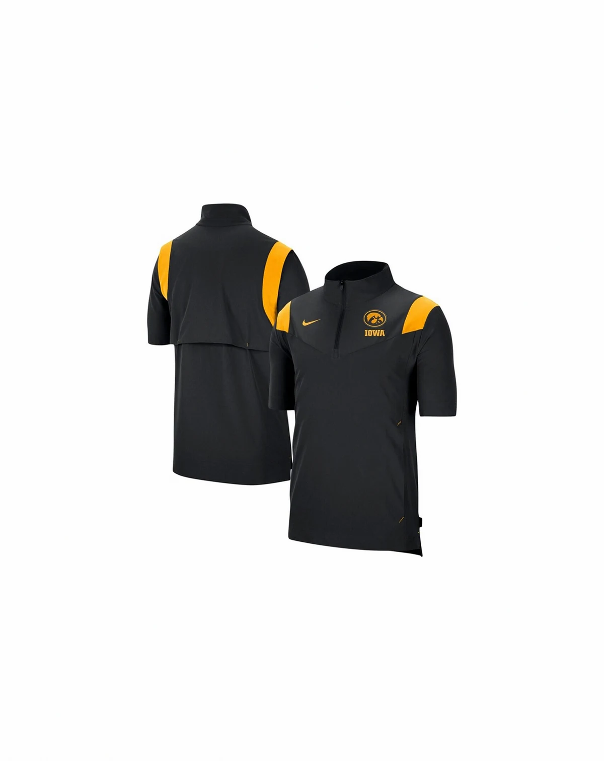 Men's Black Iowa Hawkeyes Coach Short Sleeve Quarter-Zip Jacket