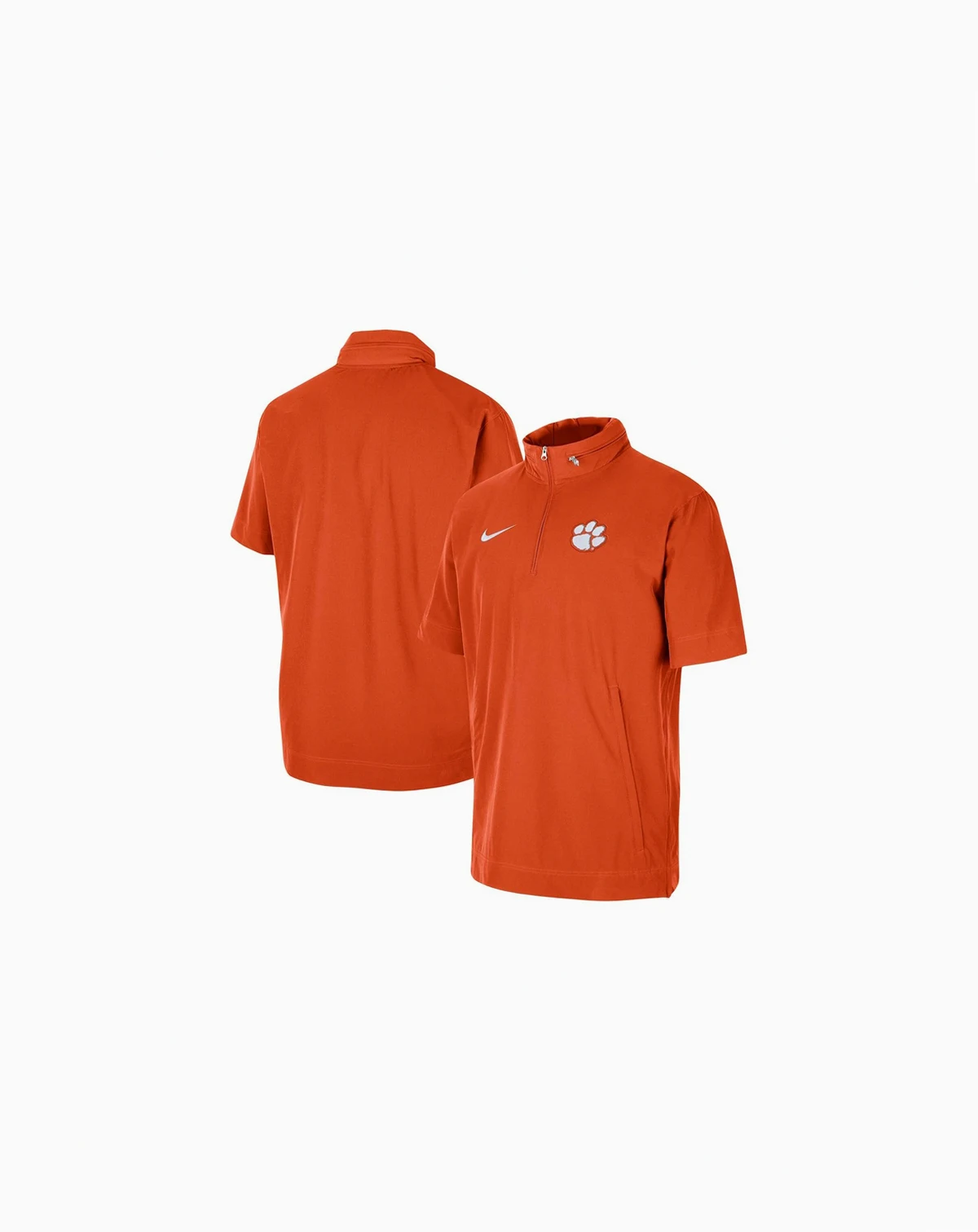 Men's Orange Clemson Tigers Coaches Half-Zip Short Sleeve Jacket