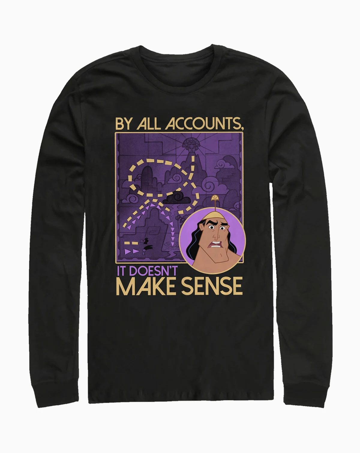 Disney Men's Emperor's New Groove Kronk Doesn't Make Sense, Long Sleeve T-Shirt