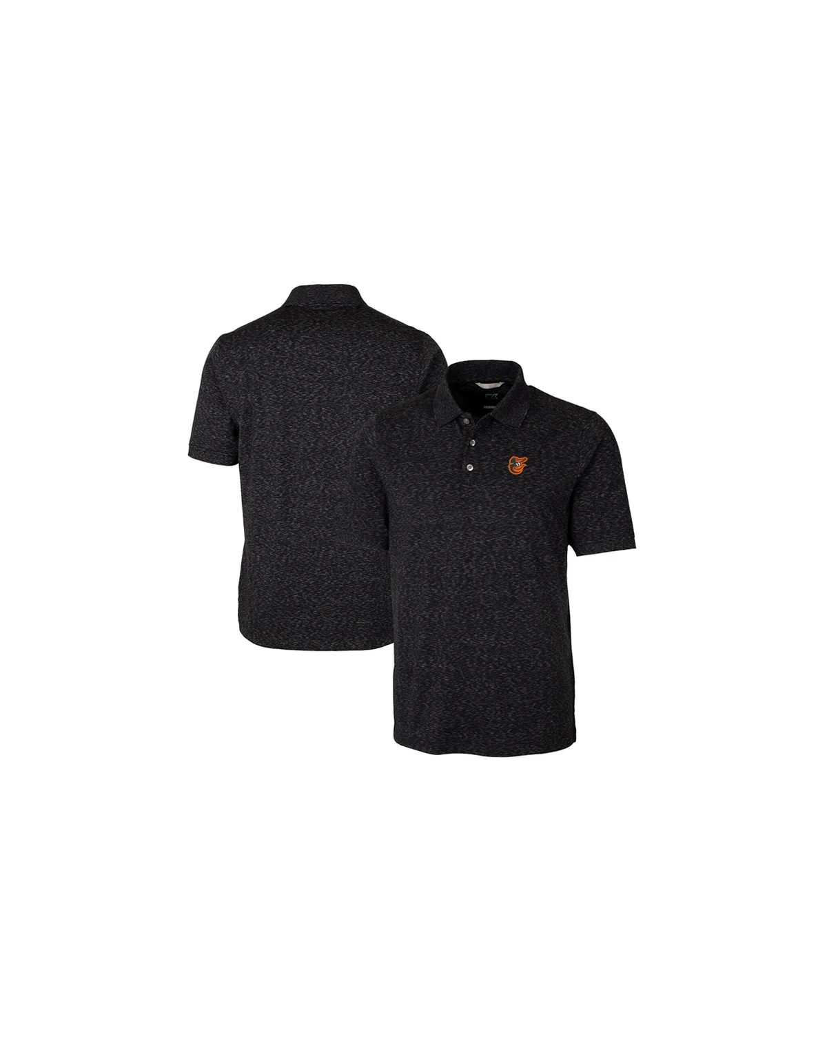 Men's Heathered Black Baltimore Orioles Advantage Space Dye Tri-Blend Polo