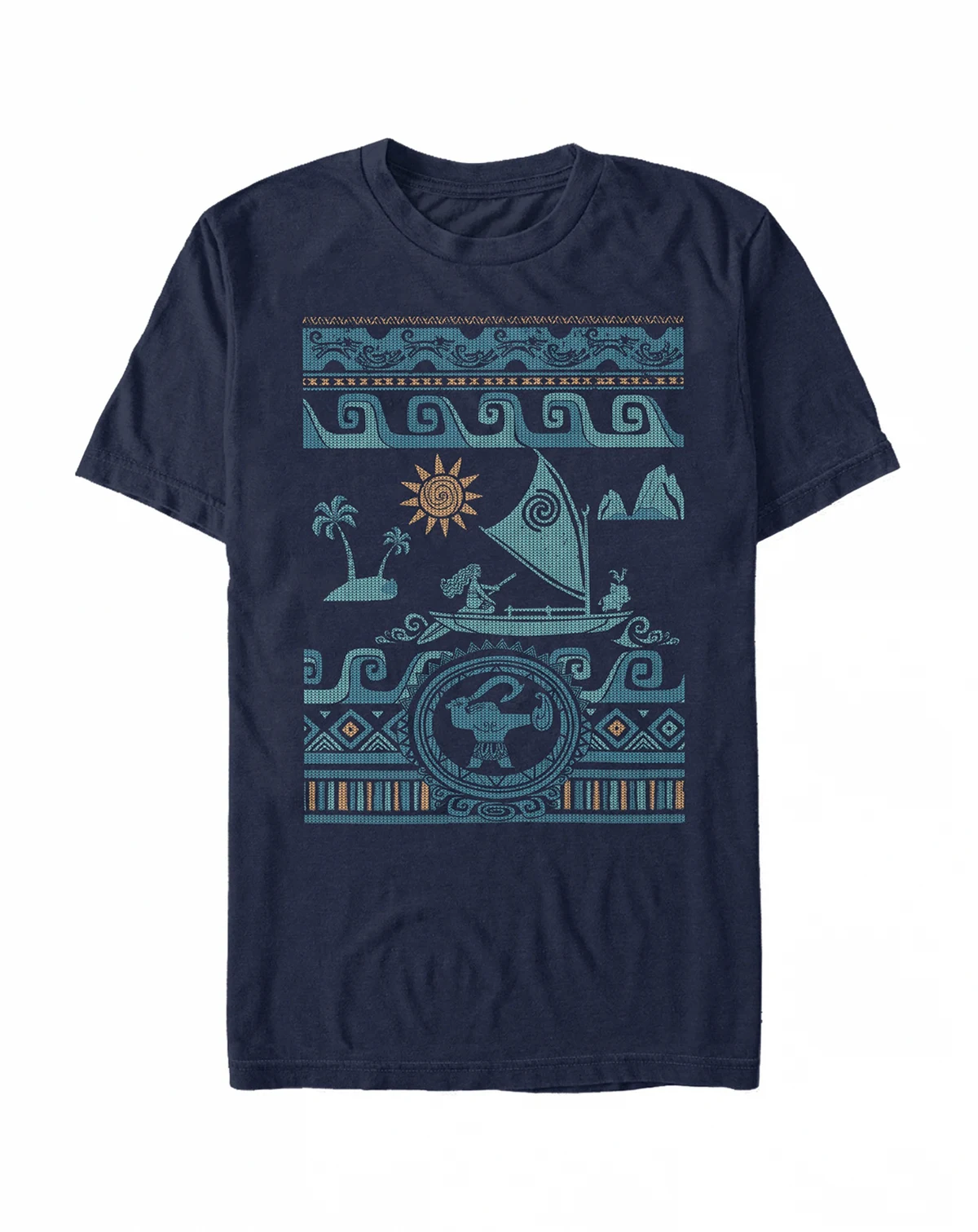 Disney Men's Moana Ocean Sweater Collage, Short Sleeve T-Shirt