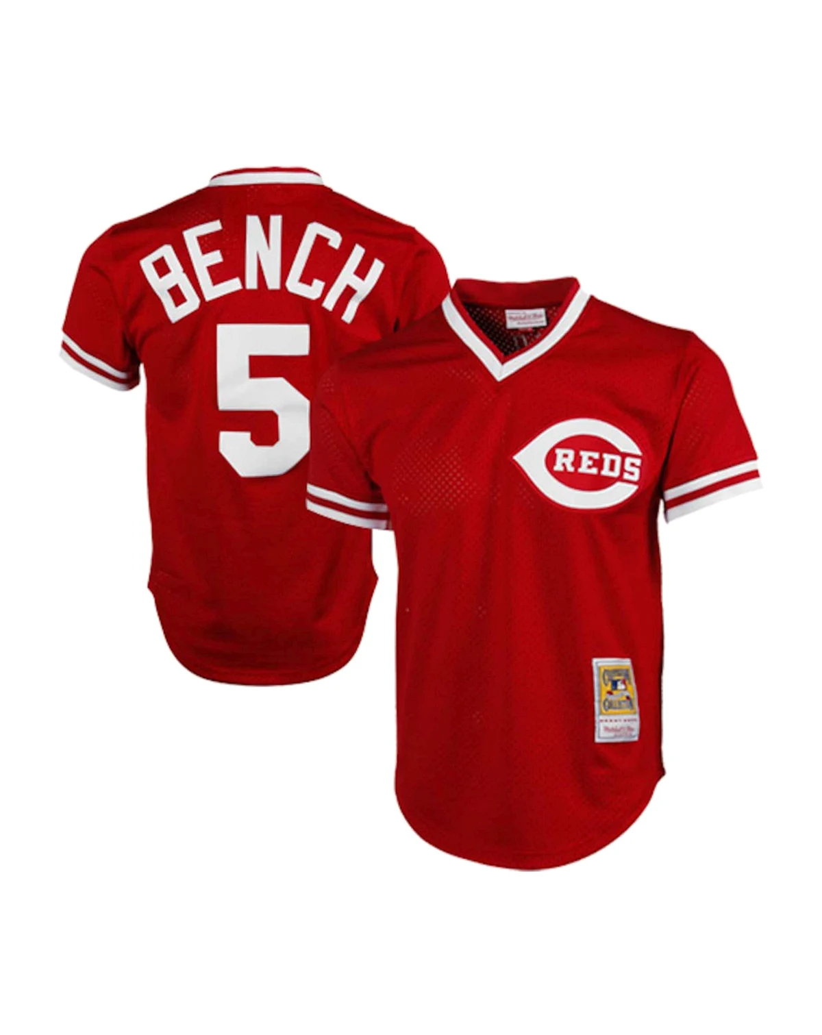 Men's Johnny Bench Red Cincinnati Reds 1983 Authentic Cooperstown Collection Mesh Batting Practice Jersey
