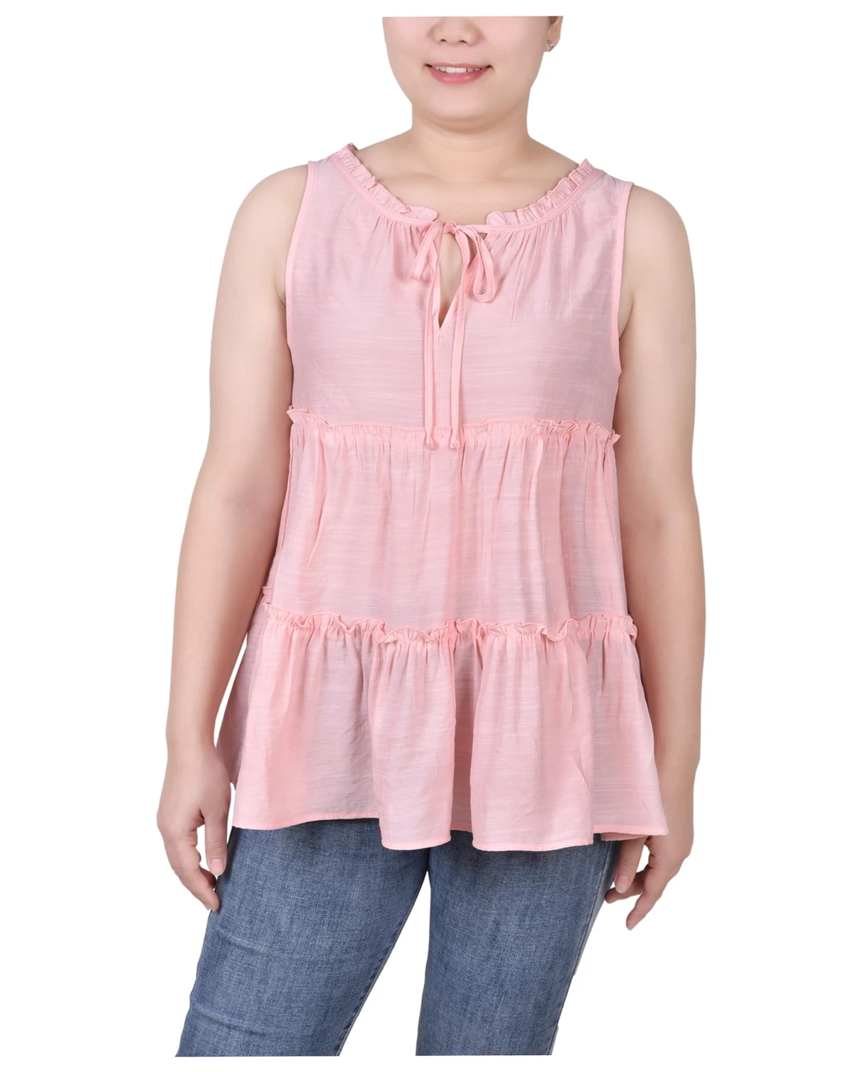 Petite Sleeveless Tiered Blouse
