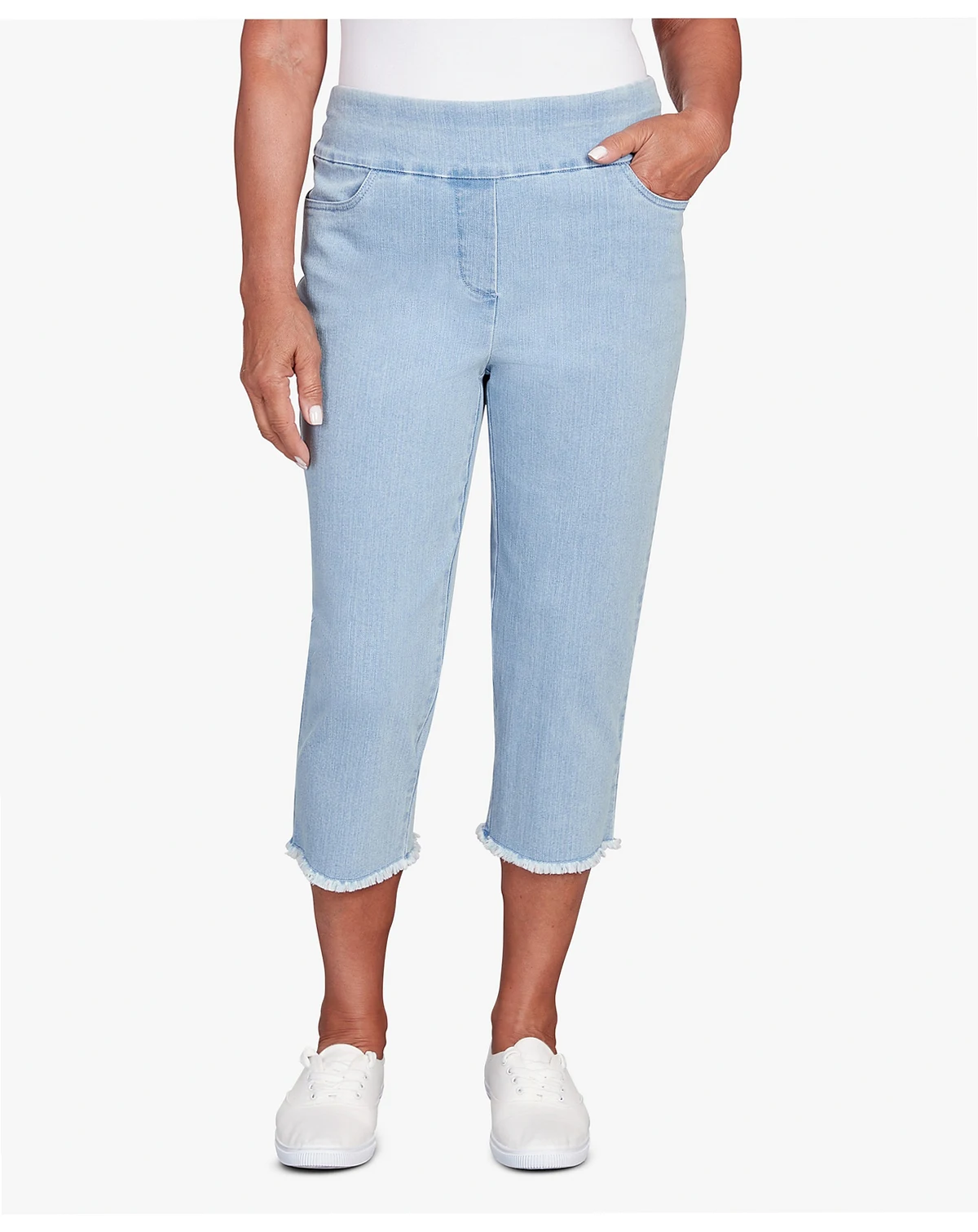 Women's Classic Denim Fringe Capri Pant