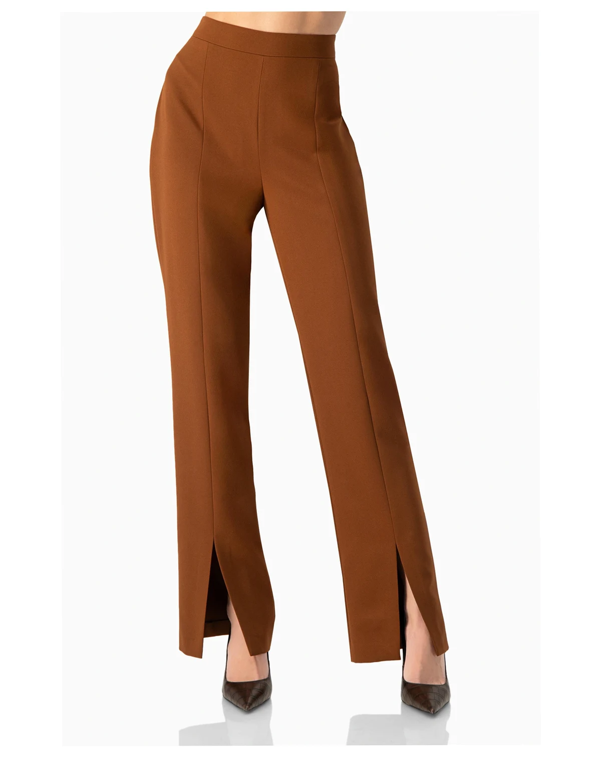 Women's Straight-Leg Trousers with Leg Slits