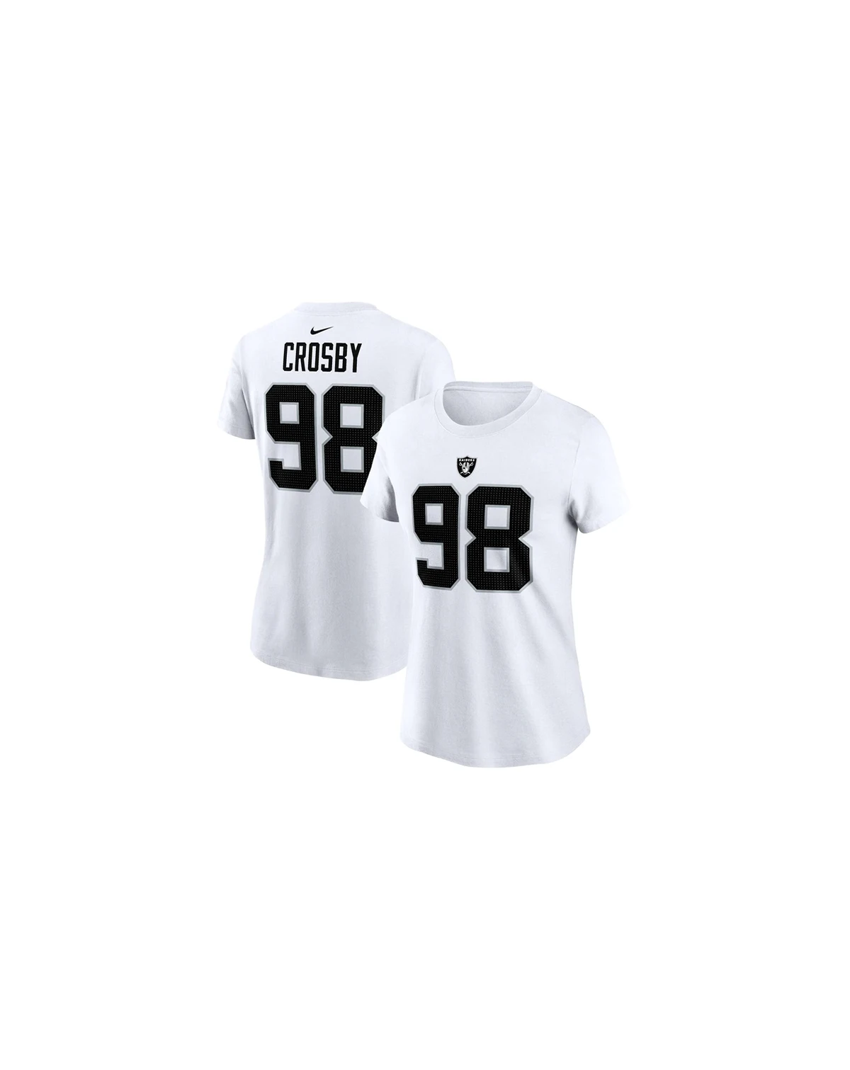 Women's Maxx Crosby White Las Vegas Raiders Player Name Number T-Shirt
