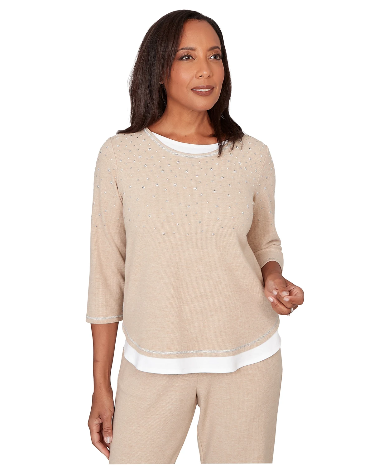 Petite Embellished Crewneck Top