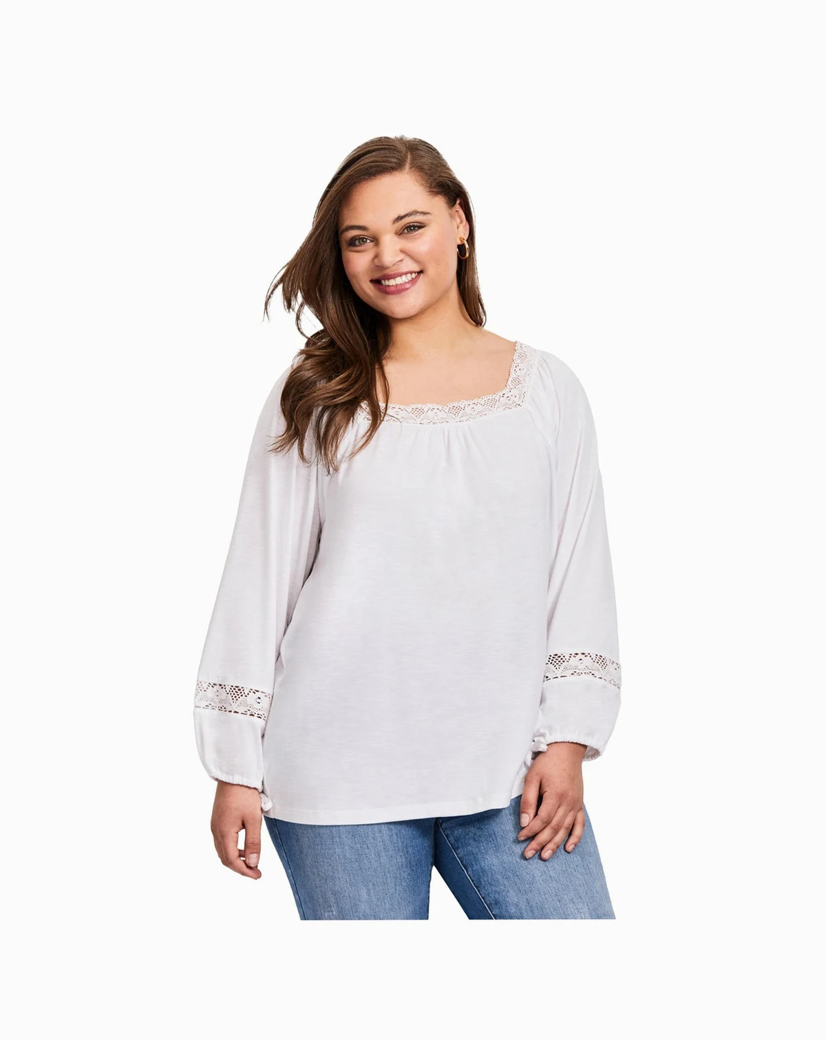 Women's Crochet Trim Top