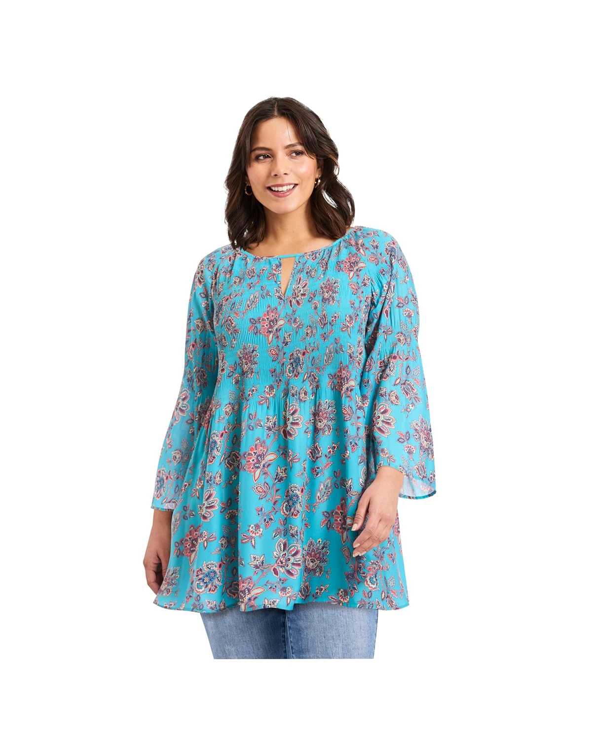 Women's Keyhole Bell Sleeve Tunic