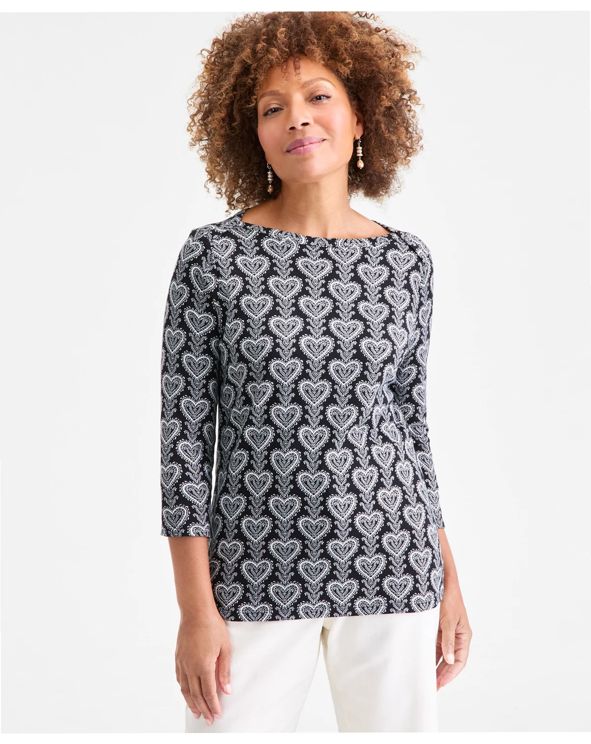 Petite Pima Trailing Hearts Top, Macy's Exclusive