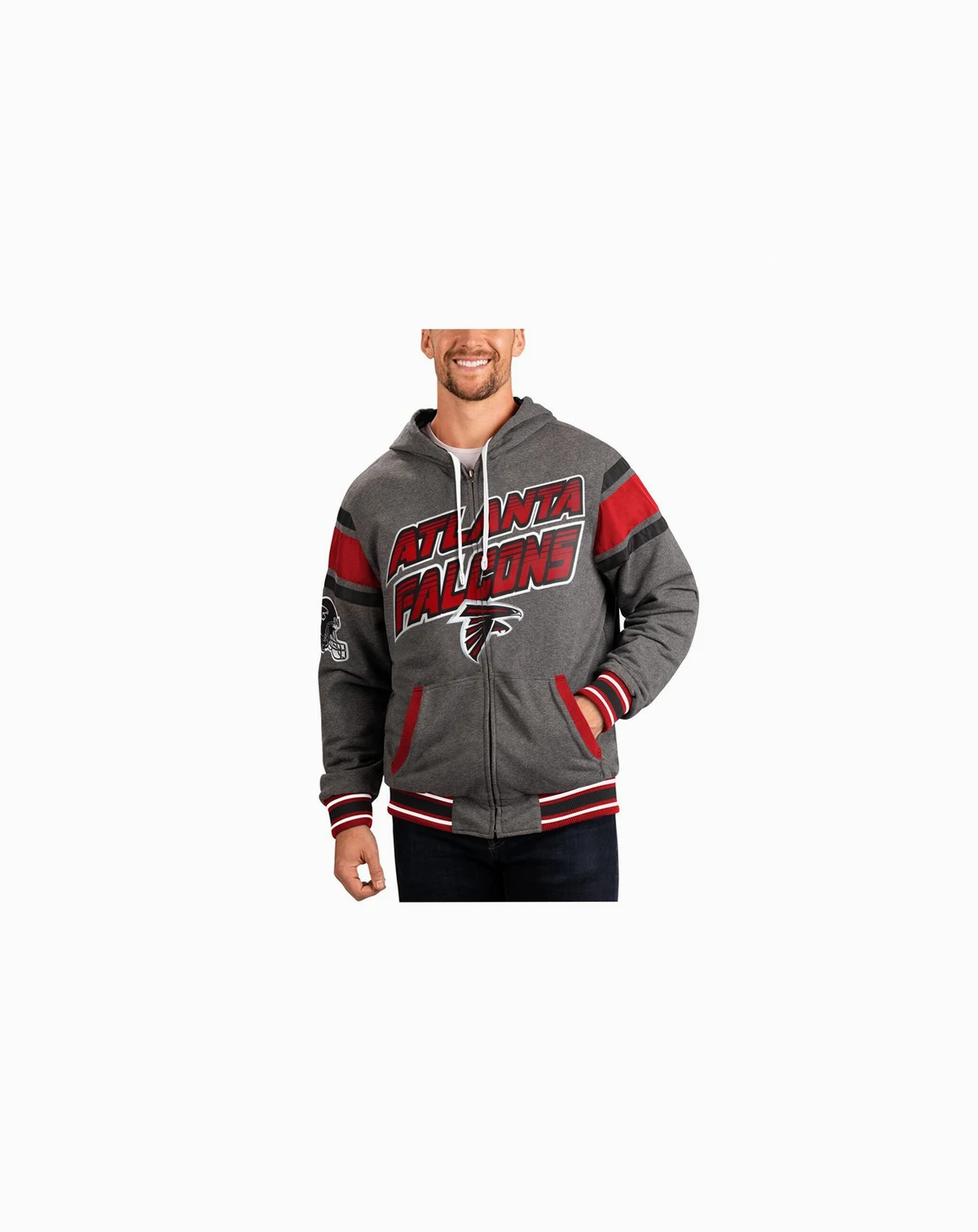 Men's Gray, Red Atlanta Falcons Extreme Full Back Reversible Hoodie Full-Zip Jacket