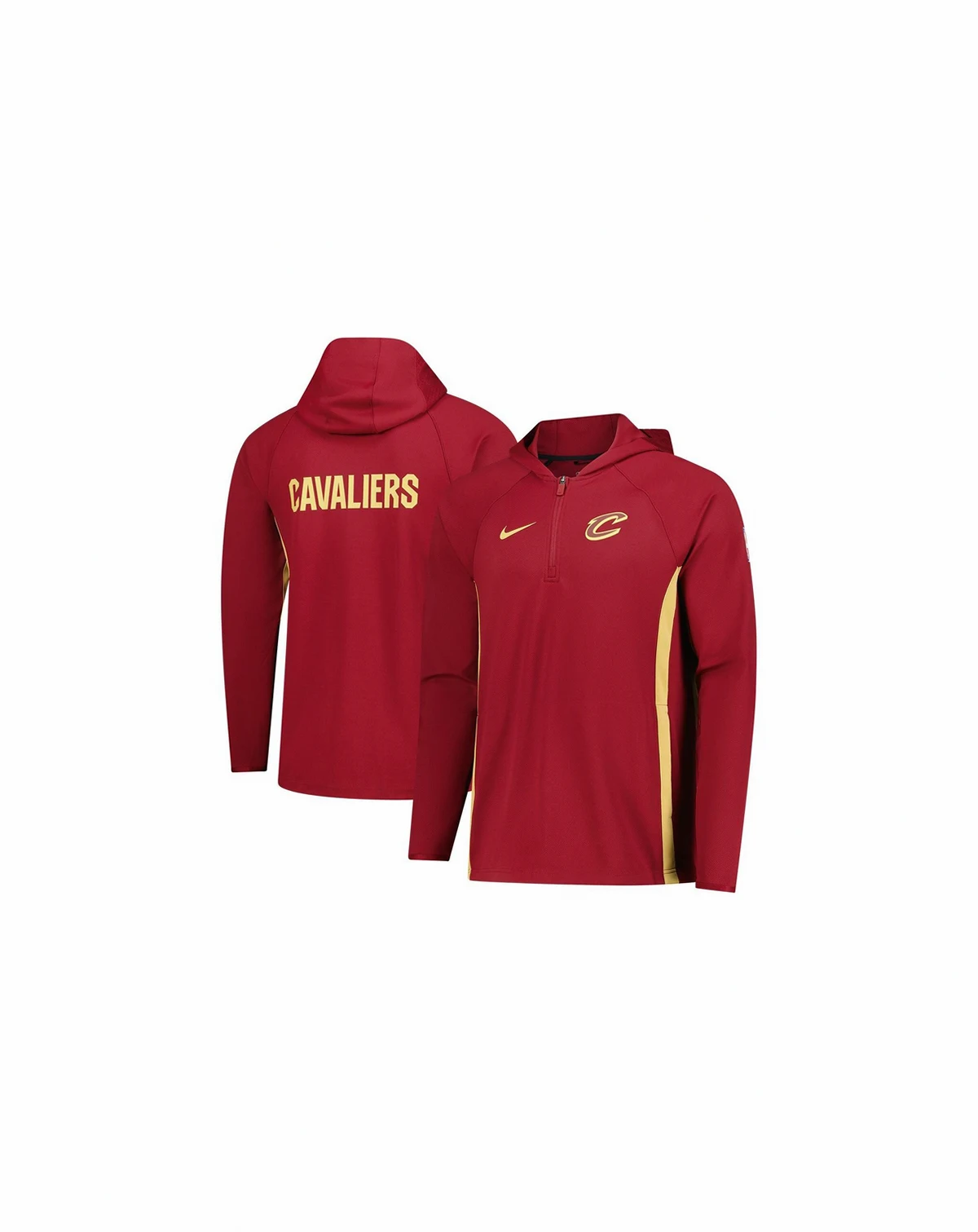 Men's Wine Cleveland Cavaliers Authentic On Court Zone Quarter-Zip Dri-FIT Hoodie Jacket