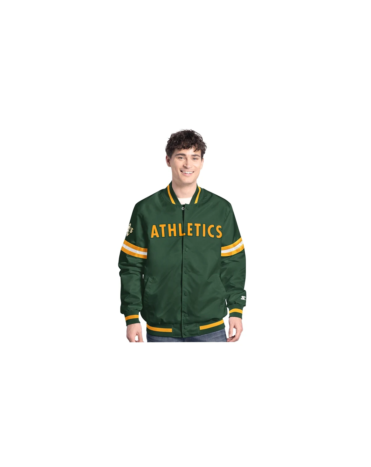 Men's Green Athletics Scout Full-Snap Varsity Jacket