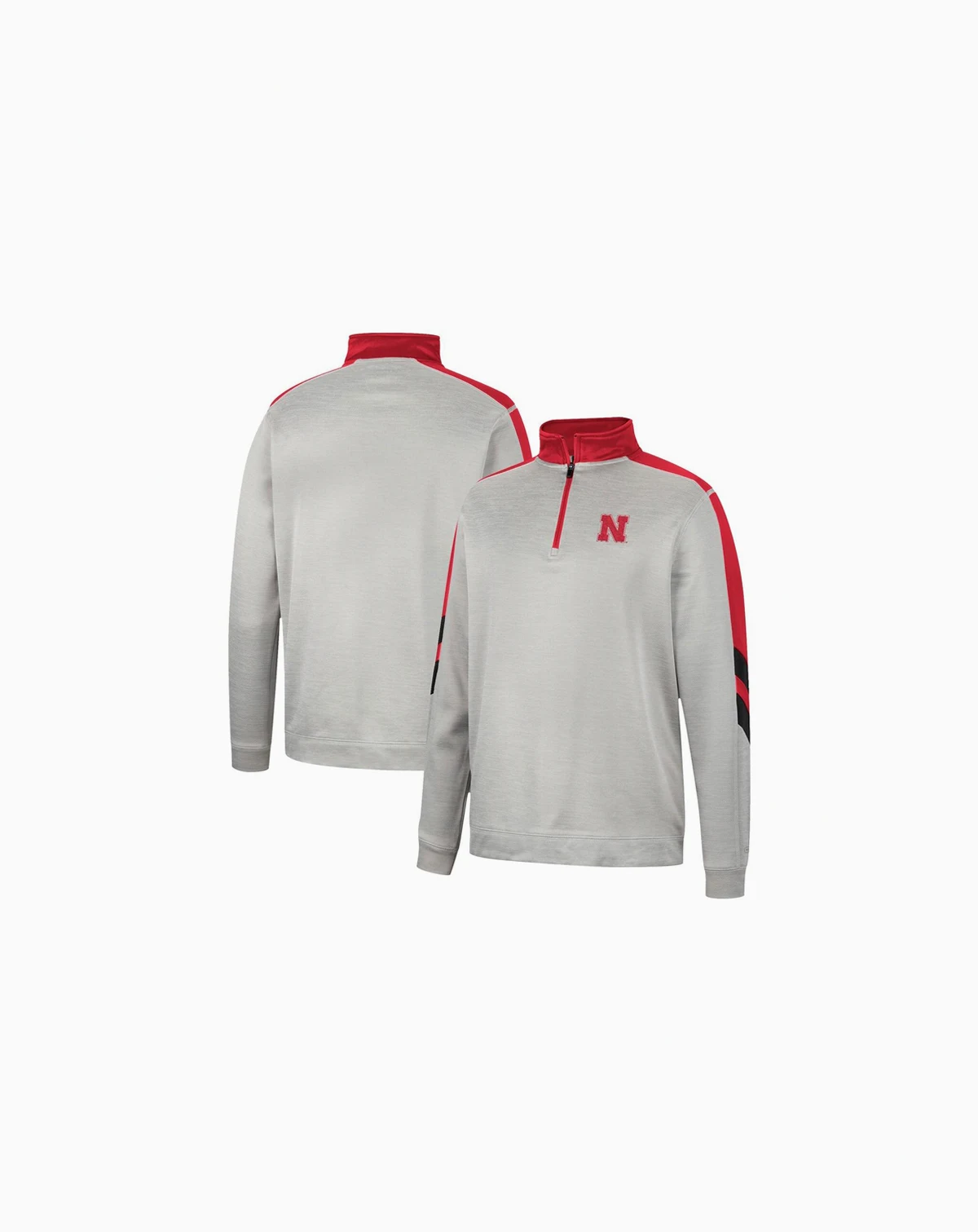 Men's Gray and Scarlet Nebraska Huskers Bushwood Fleece Quarter-Zip Jacket