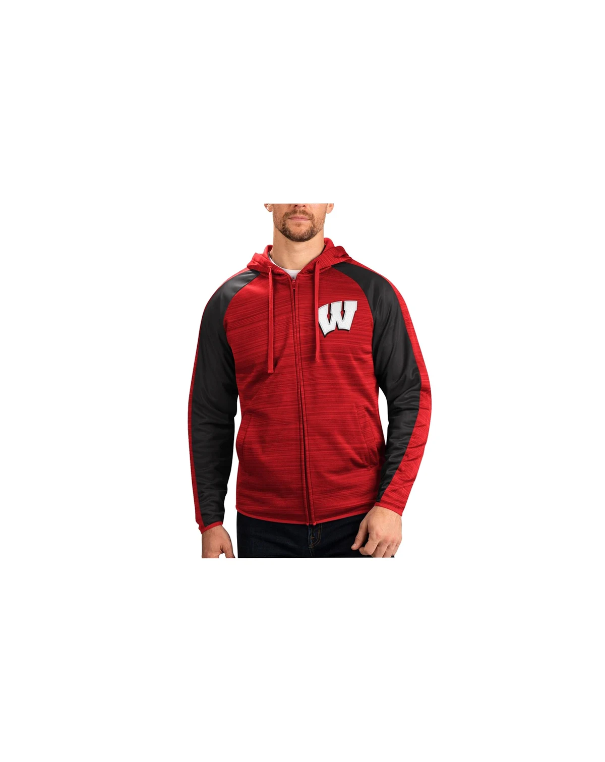 Men's Red Wisconsin Badgers Neutral Zone Raglan Full-Zip Track Hoodie Jacket