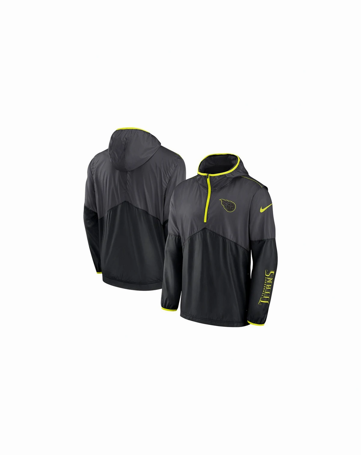 Men's Anthracite Tennessee Titans Volt Hoodie Half-Zip Jacket