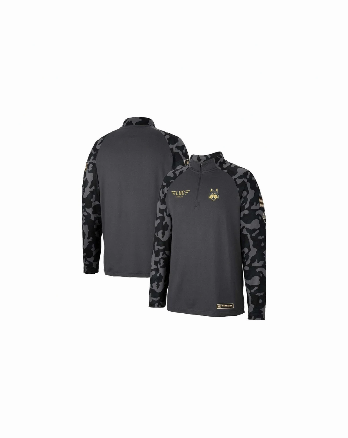 Men's Charcoal Loyola Chicago Ramblers OHT Military-Inspired Appreciation Long Range Raglan Quarter-Zip Jacket