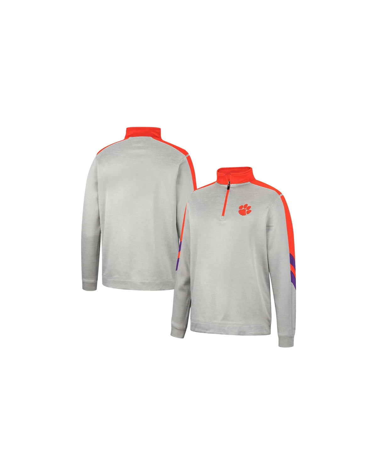 Men's Gray and Orange Clemson Tigers Bushwood Fleece Quarter-Zip Jacket