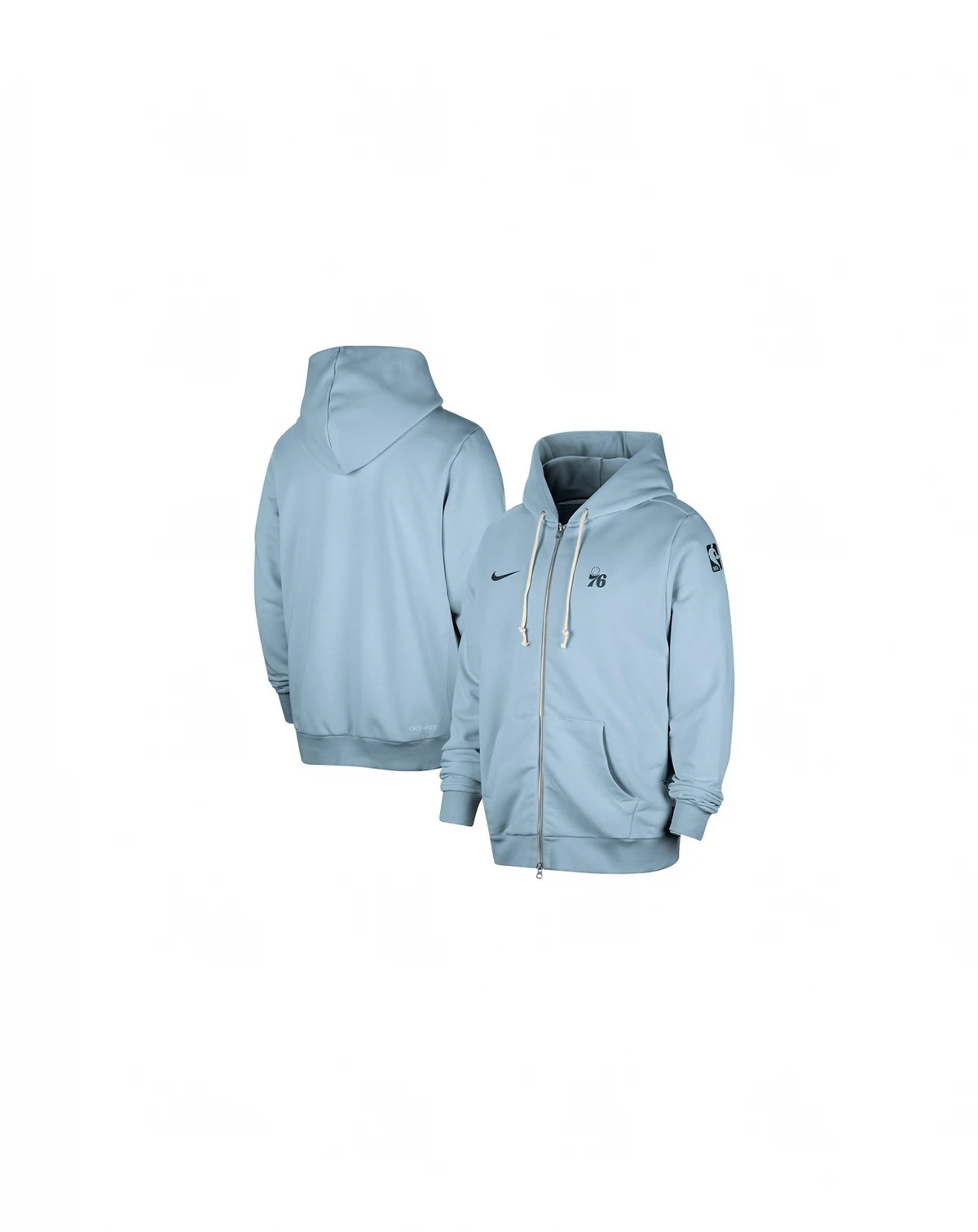 Men's Light Blue Philadelphia 76ers Authentic Standard Issue Full-Zip Hoodie Jacket