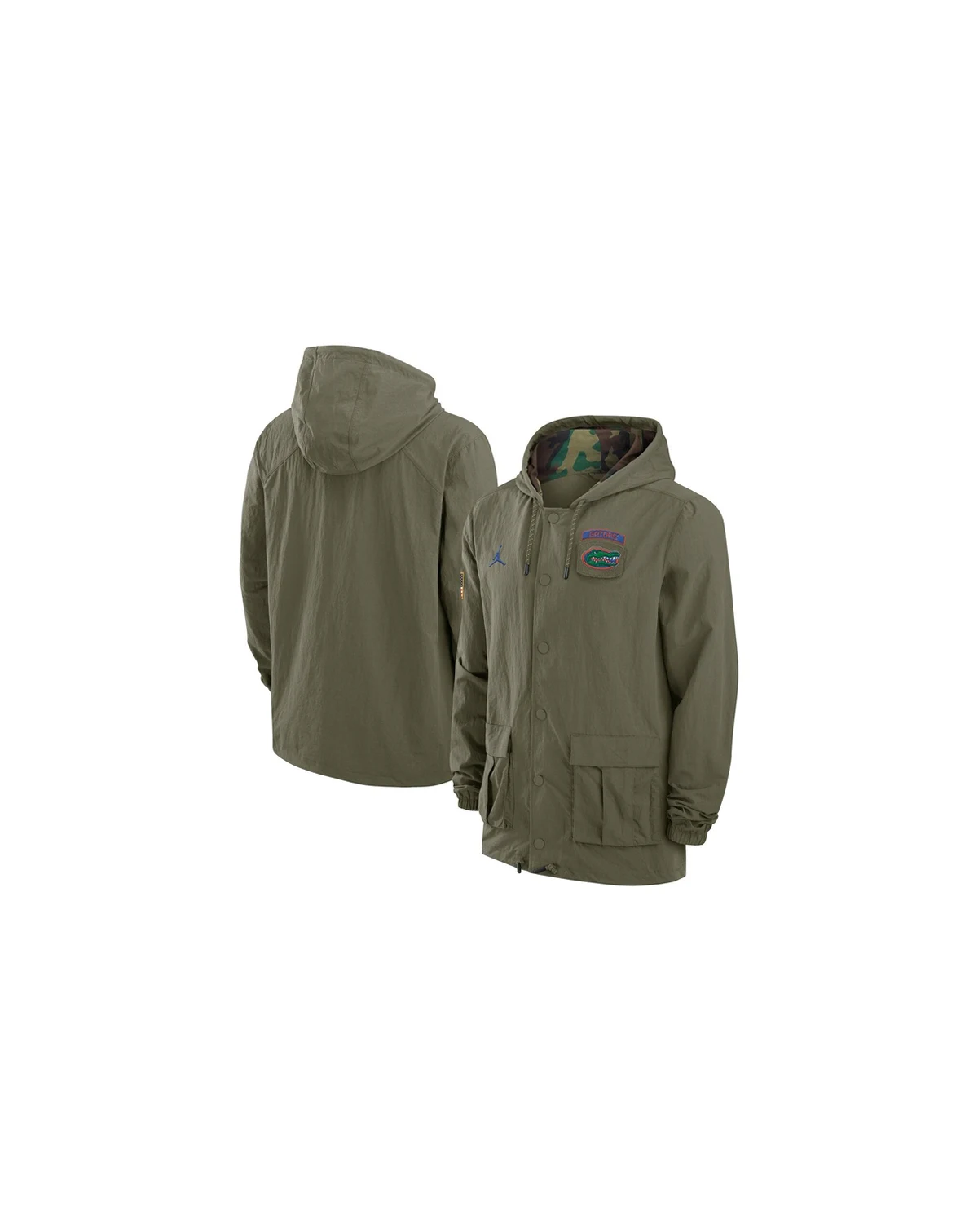Men's Olive Florida Gators 2024 Military Appreciation Full-Snap Hoodie Military Jacket