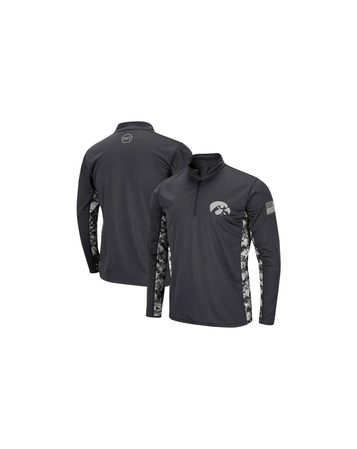 Men's Charcoal Iowa Hawkeyes OHT Military-Inspired Appreciation Digi Camo Quarter-Zip Jacket