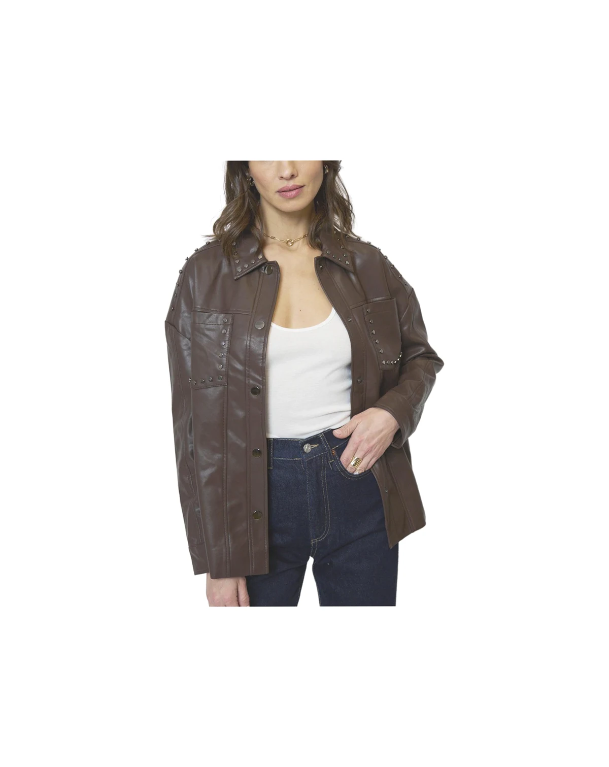 Women's Jay Studded Leather Shacket