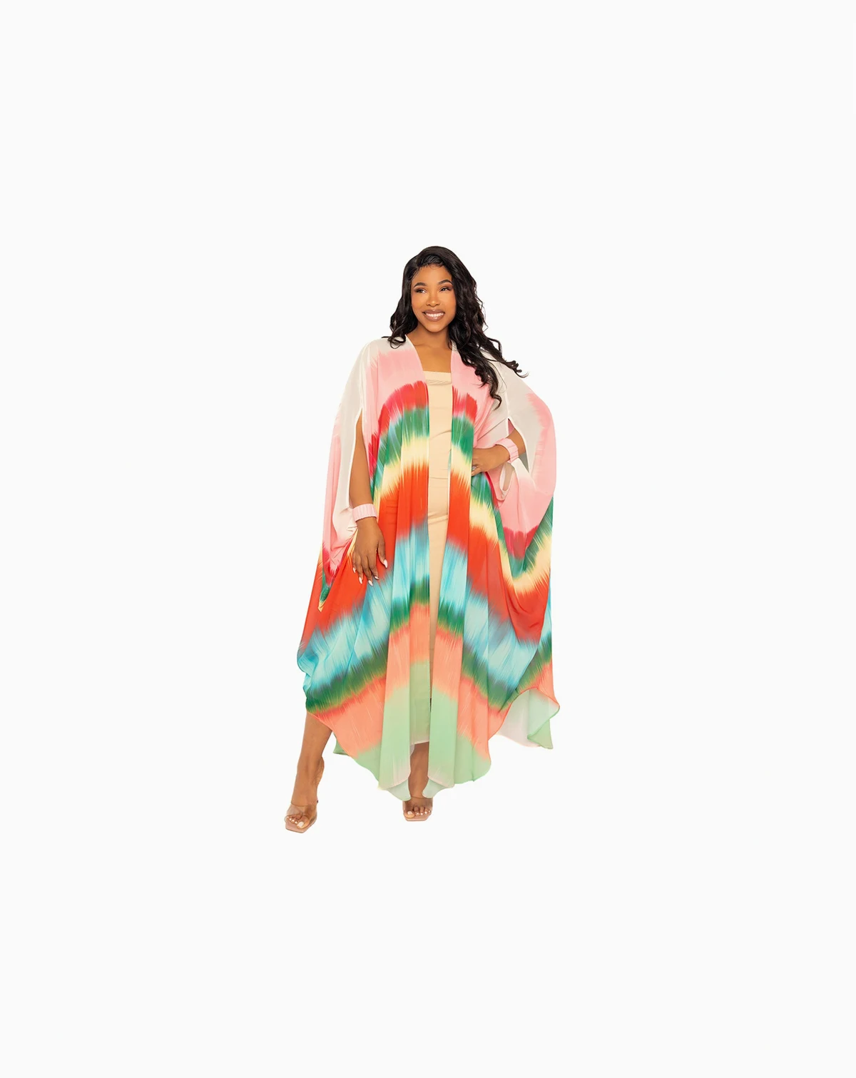 Women's Ombre Stripe Robe with Wrist Band