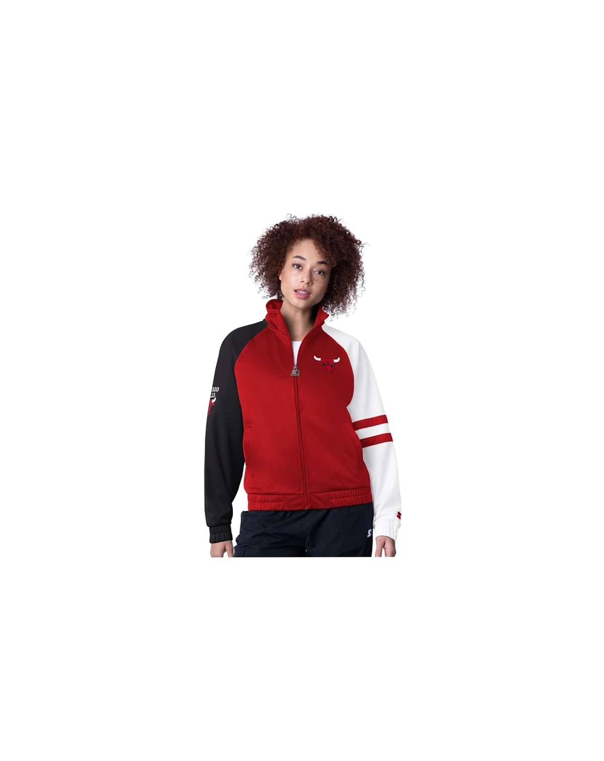 Women's Red Chicago Bulls Line Up Dolman Raglan Full-Zip Track Jacket