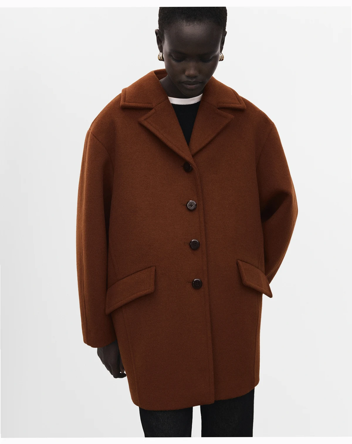 Women's Buttons Wool Blend Coat