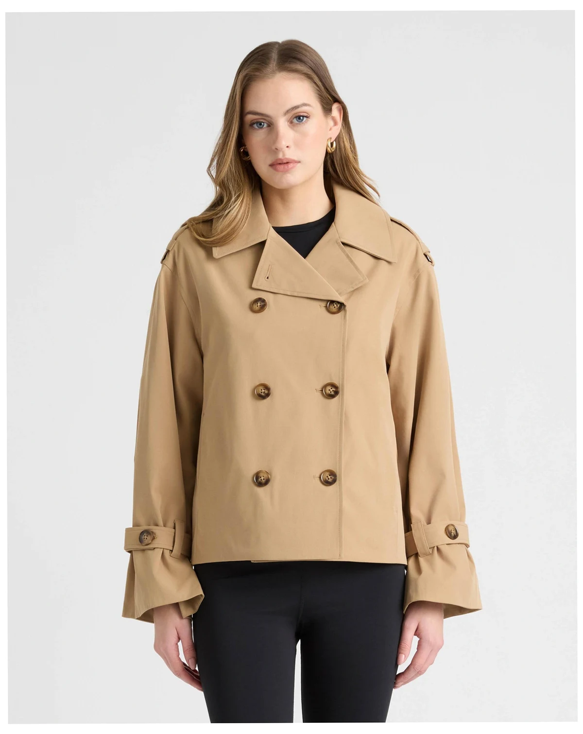 Women's Double Breasted Short Trench Coat