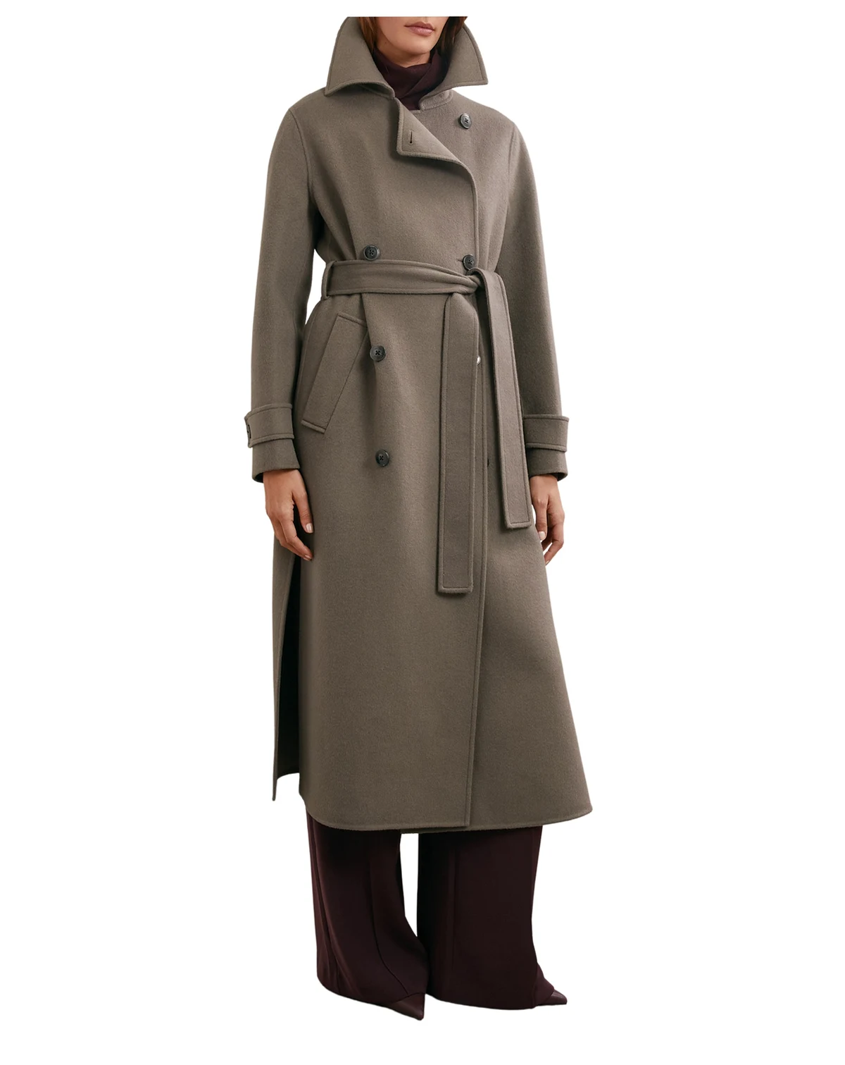 Women's Wool-Blend Belted Blind Seam Coat