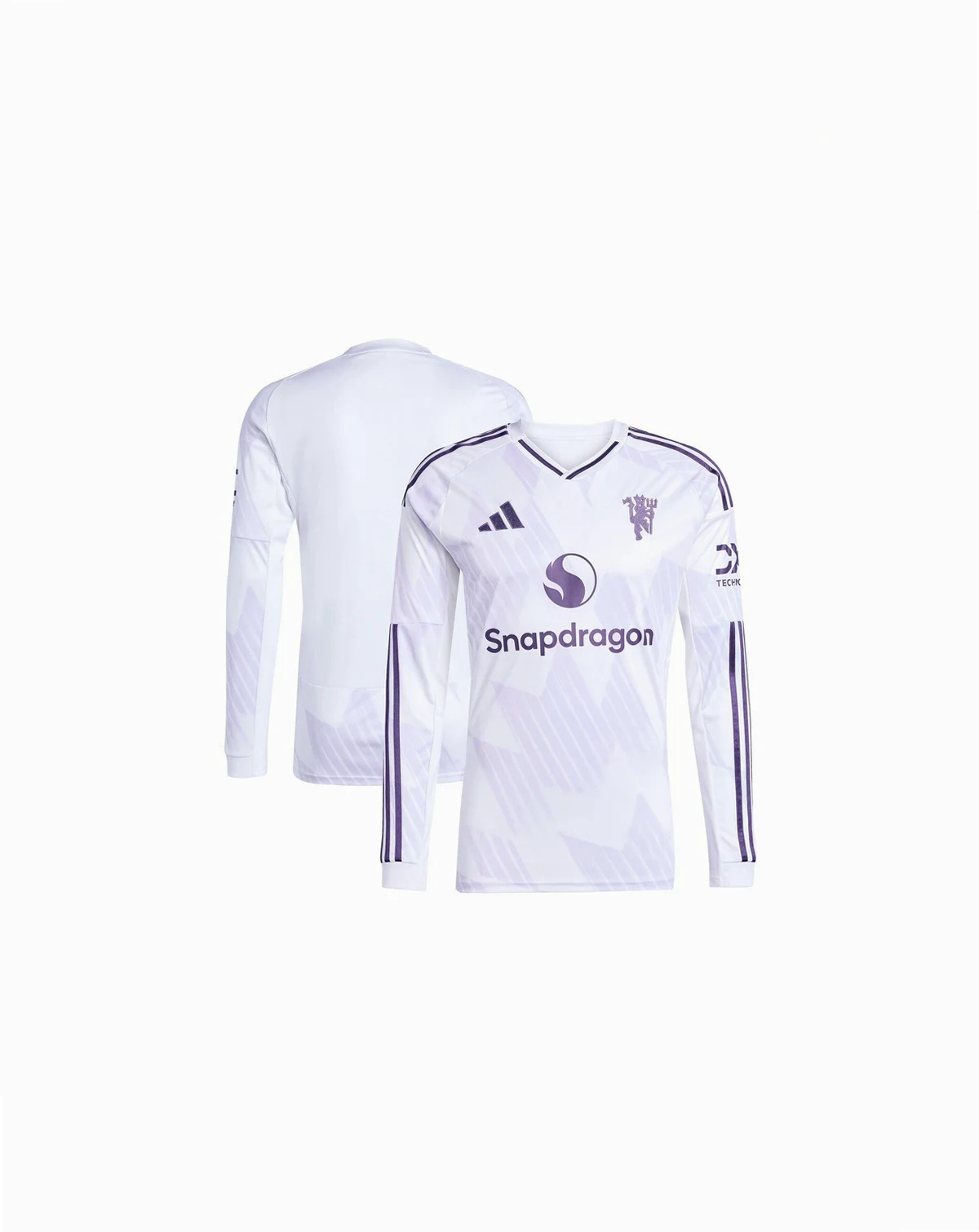 Men's White Manchester United 2025/26 Away Replica Long Sleeve Jersey