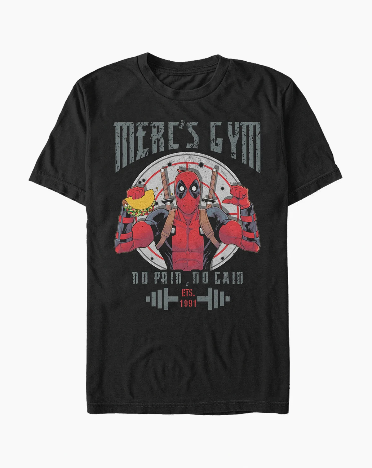 Marvel Men's Deadpool Merc's Gym, Short Sleeve T-Shirt