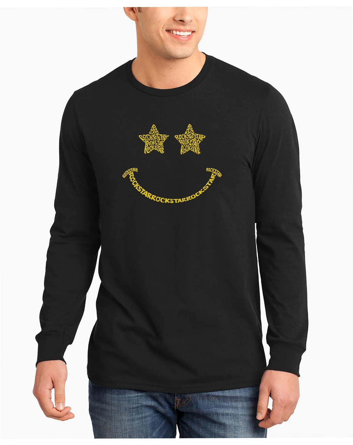 Men's Rockstar Smiley Word Art Long Sleeve T-shirt