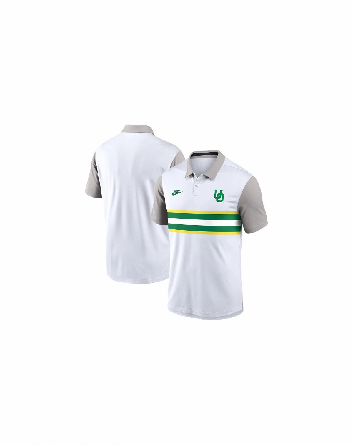 Men's White/Gray Oregon Ducks Athletic Prep Legacy Logo Vapor Performance Polo Shirt