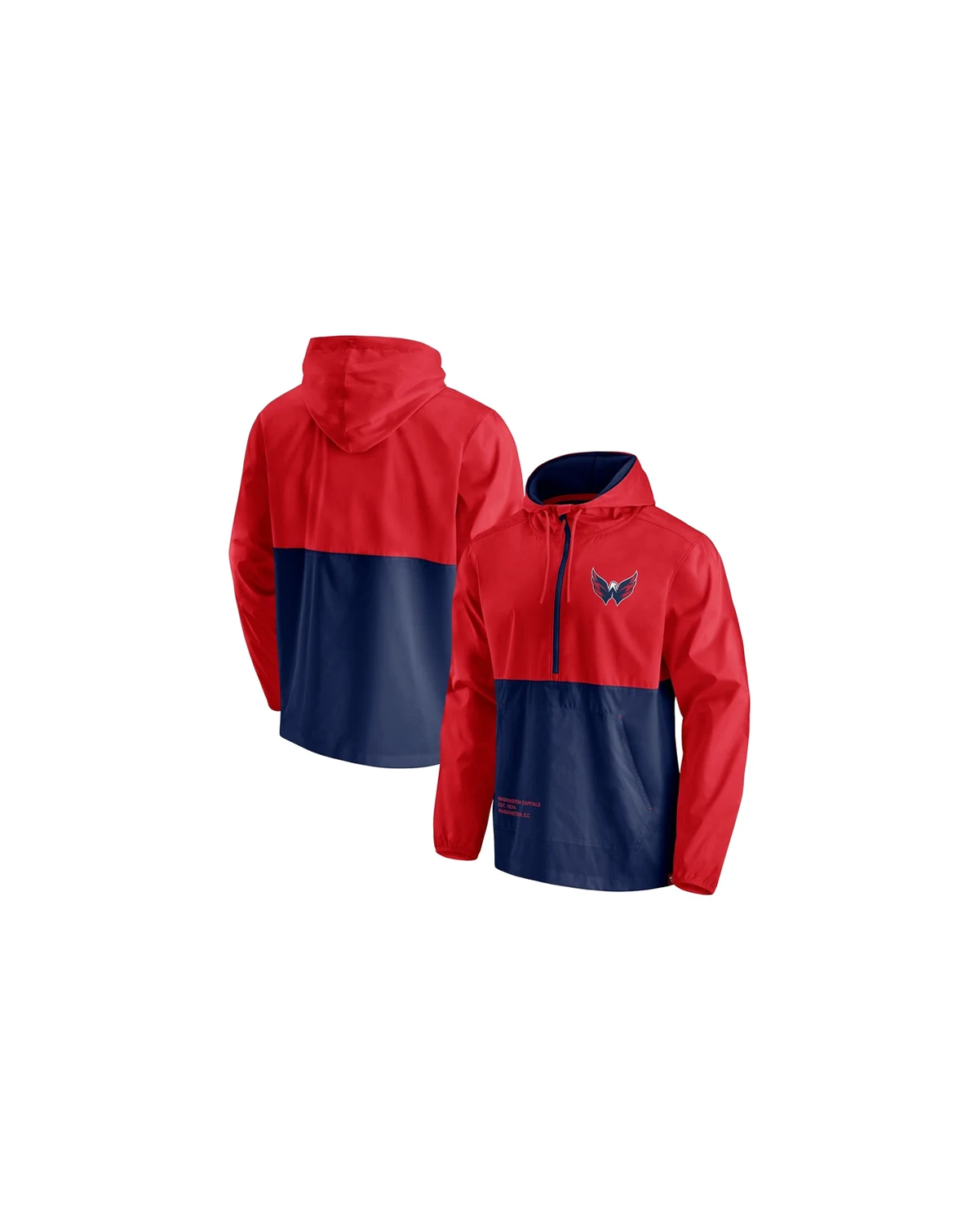 Men's Red, Navy Washington Capitals Thrill Seeker Anorak Half-Zip Jacket