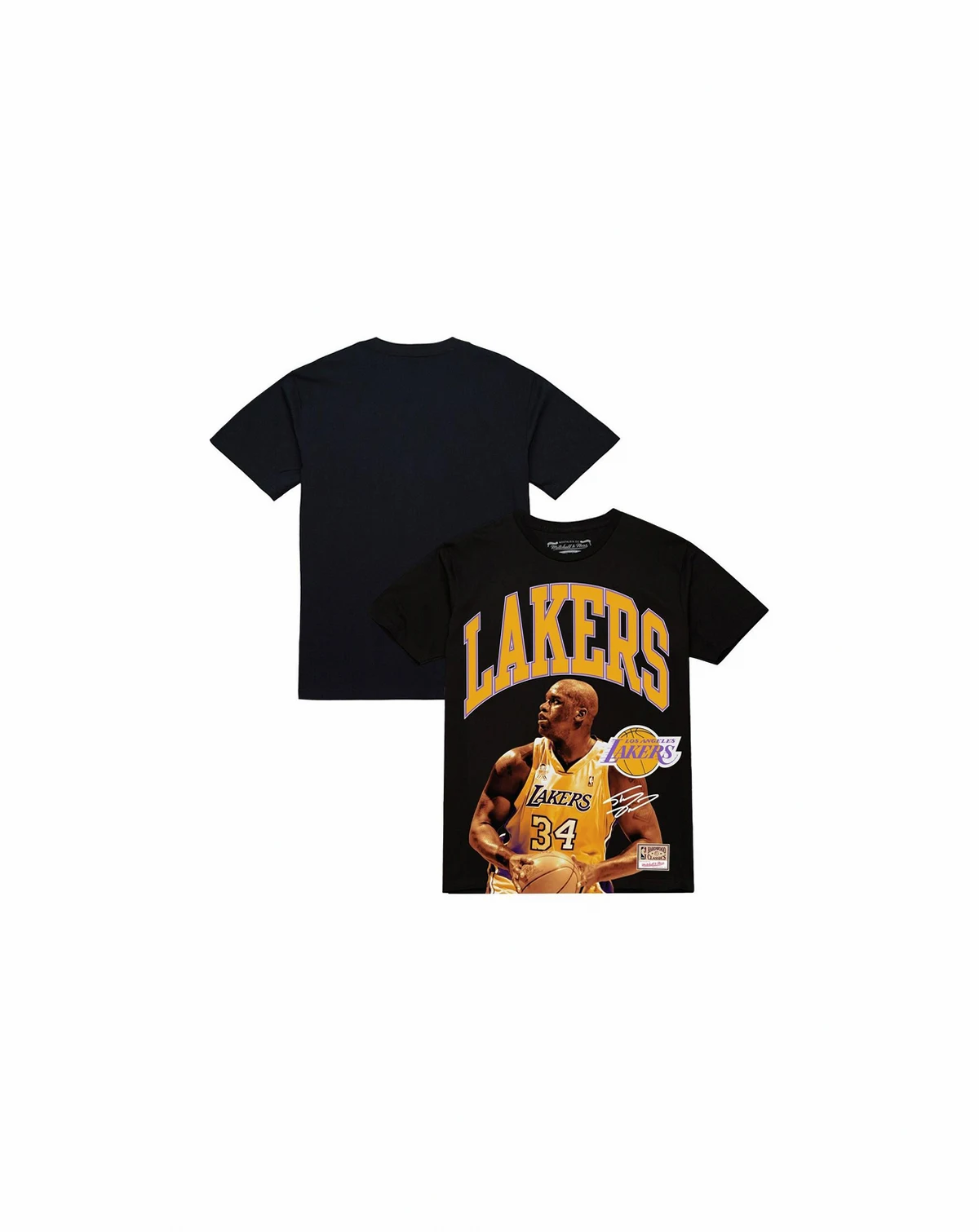 Men's Shaquille O'Neal Black Los Angeles Lakers Hardwood Classics Player Arch T-Shirt