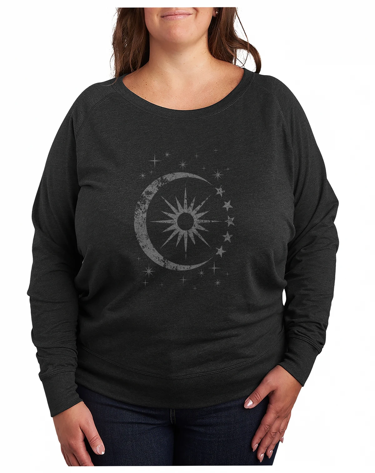 Plus Size Trendy Stars Moon Graphic Pullover Top