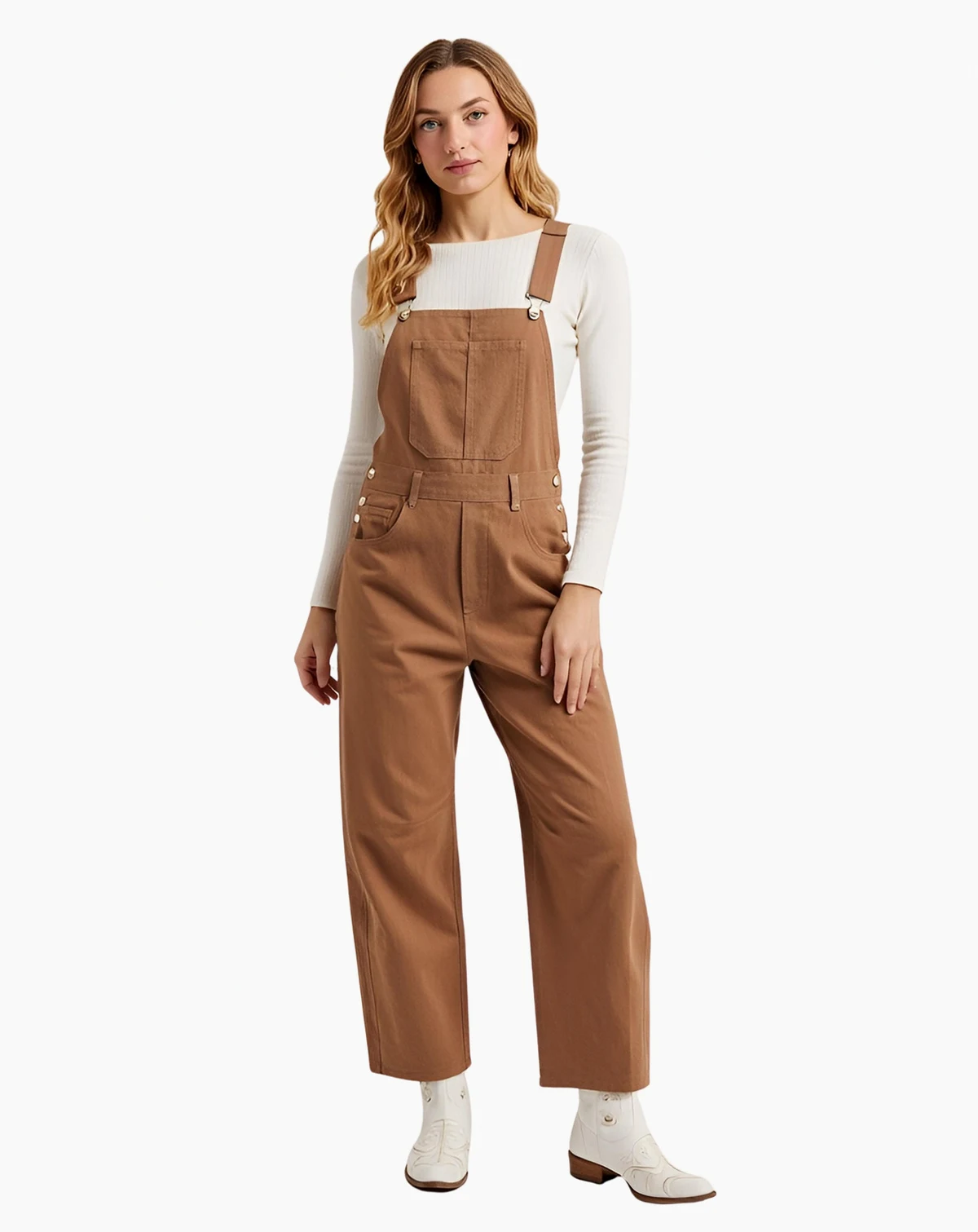 Women's Cotton Wide-Leg Overalls