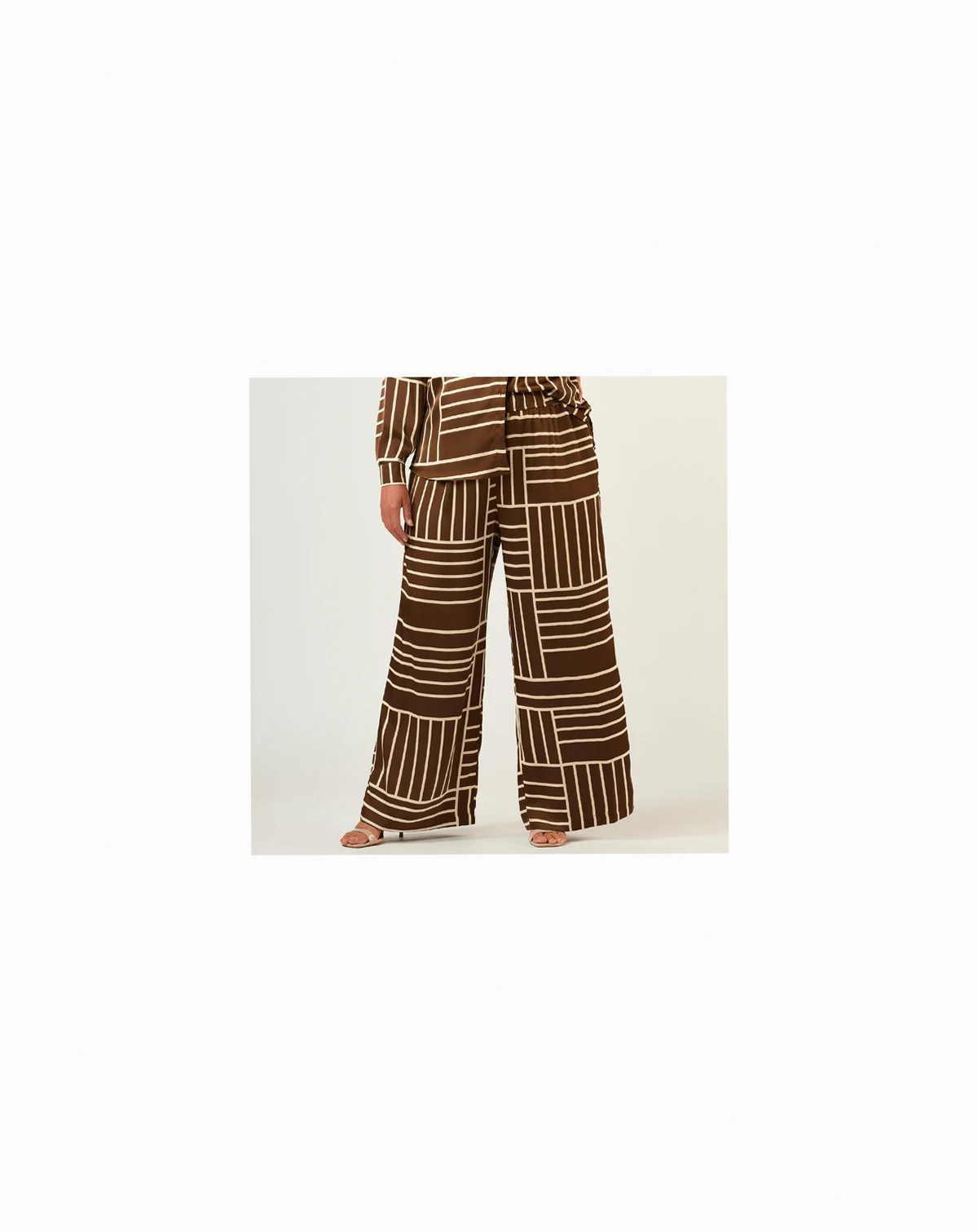 Josie Geometric Wide-Leg Elasticated Satin Pant