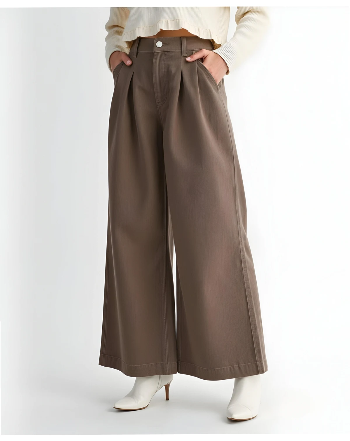 Women's High-Waist Wide-Leg Pleated Pants