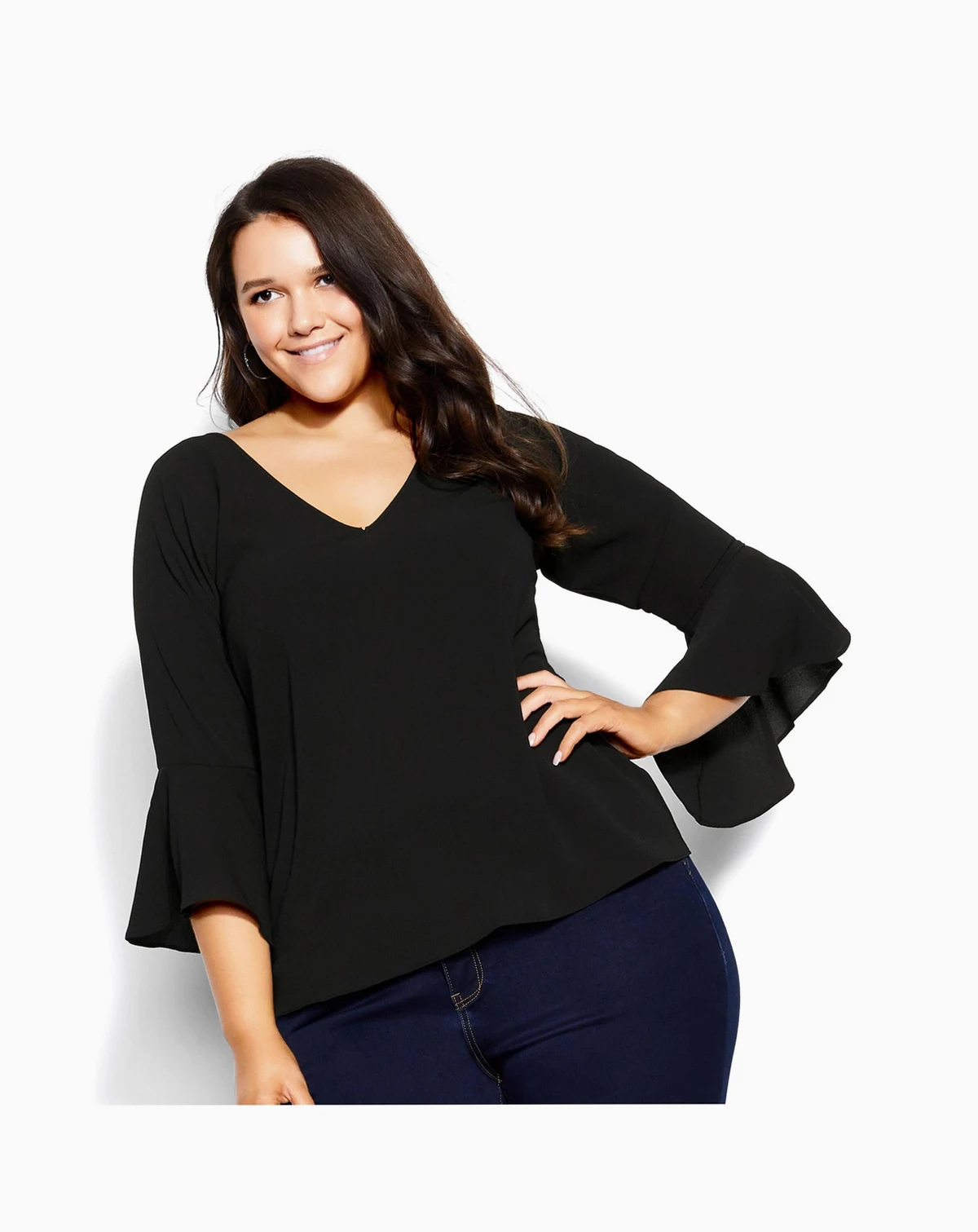 Plus Size Bell Sleeve Top