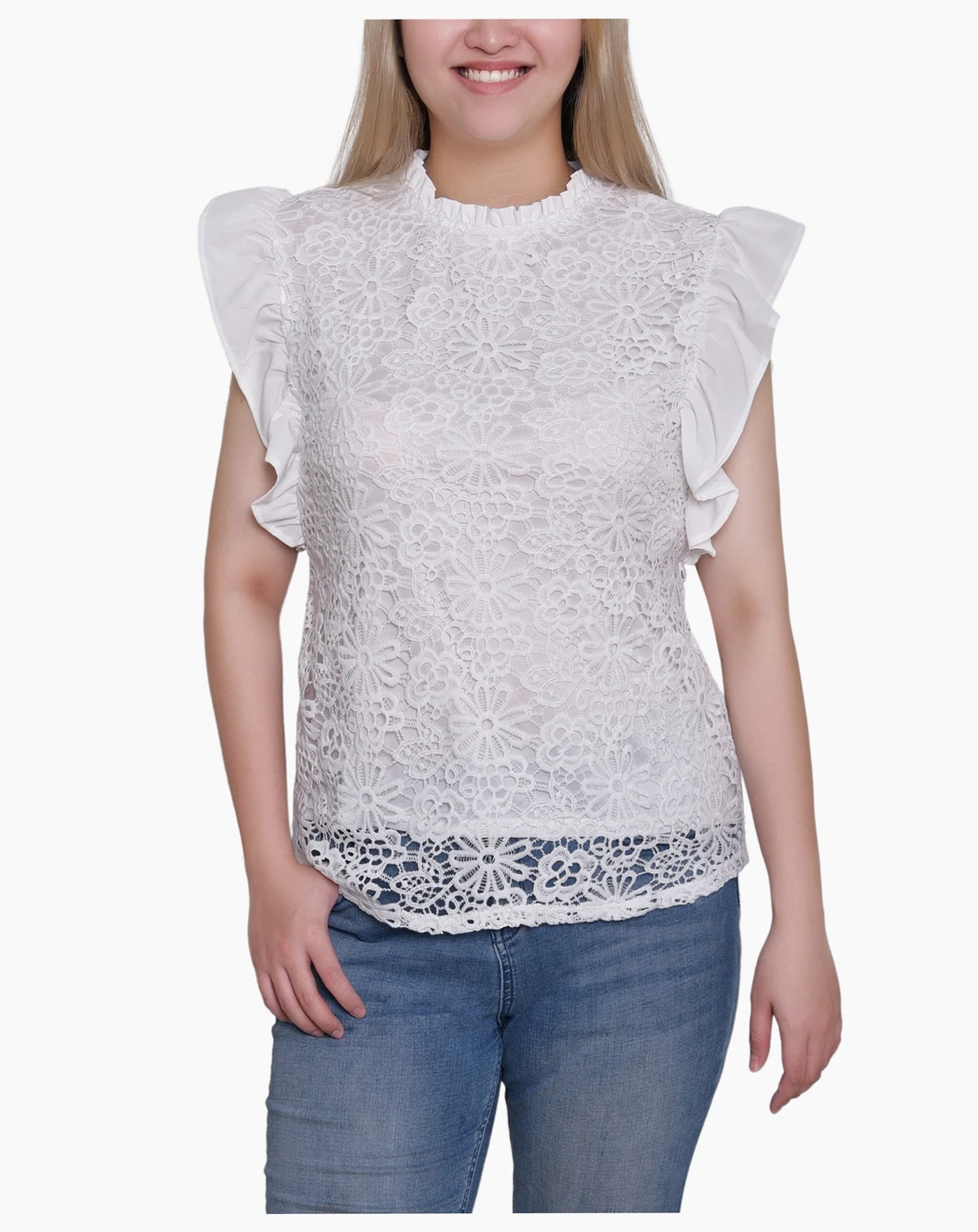 Women's Flutter Sleeve Lace Top