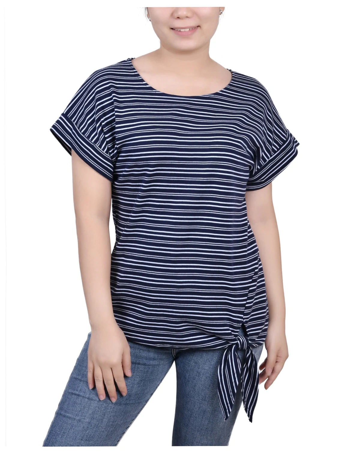 Women's Short Sleeve Tie Front Top